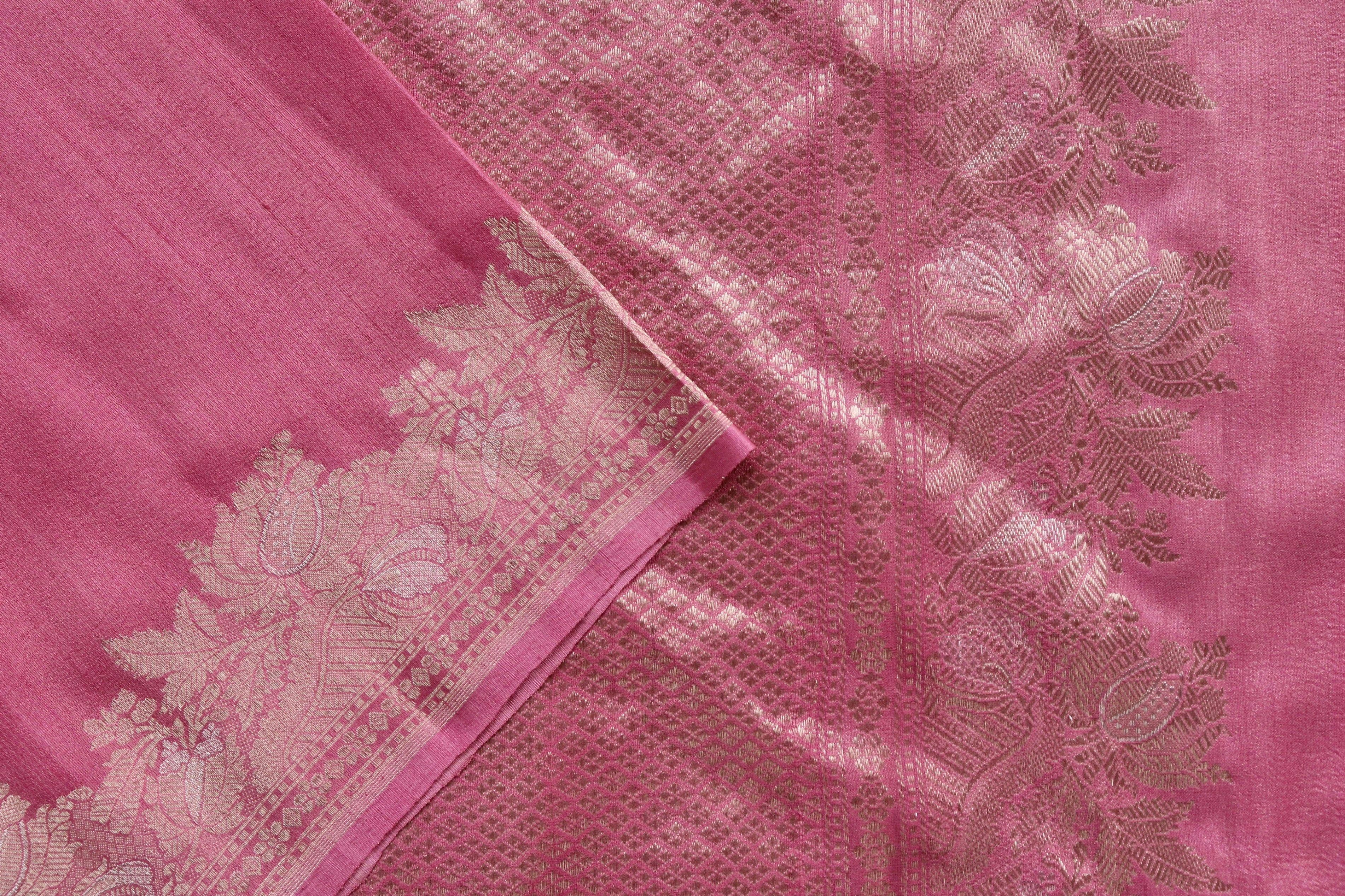Pink Tussar Silk  Handloom Banarasi Saree