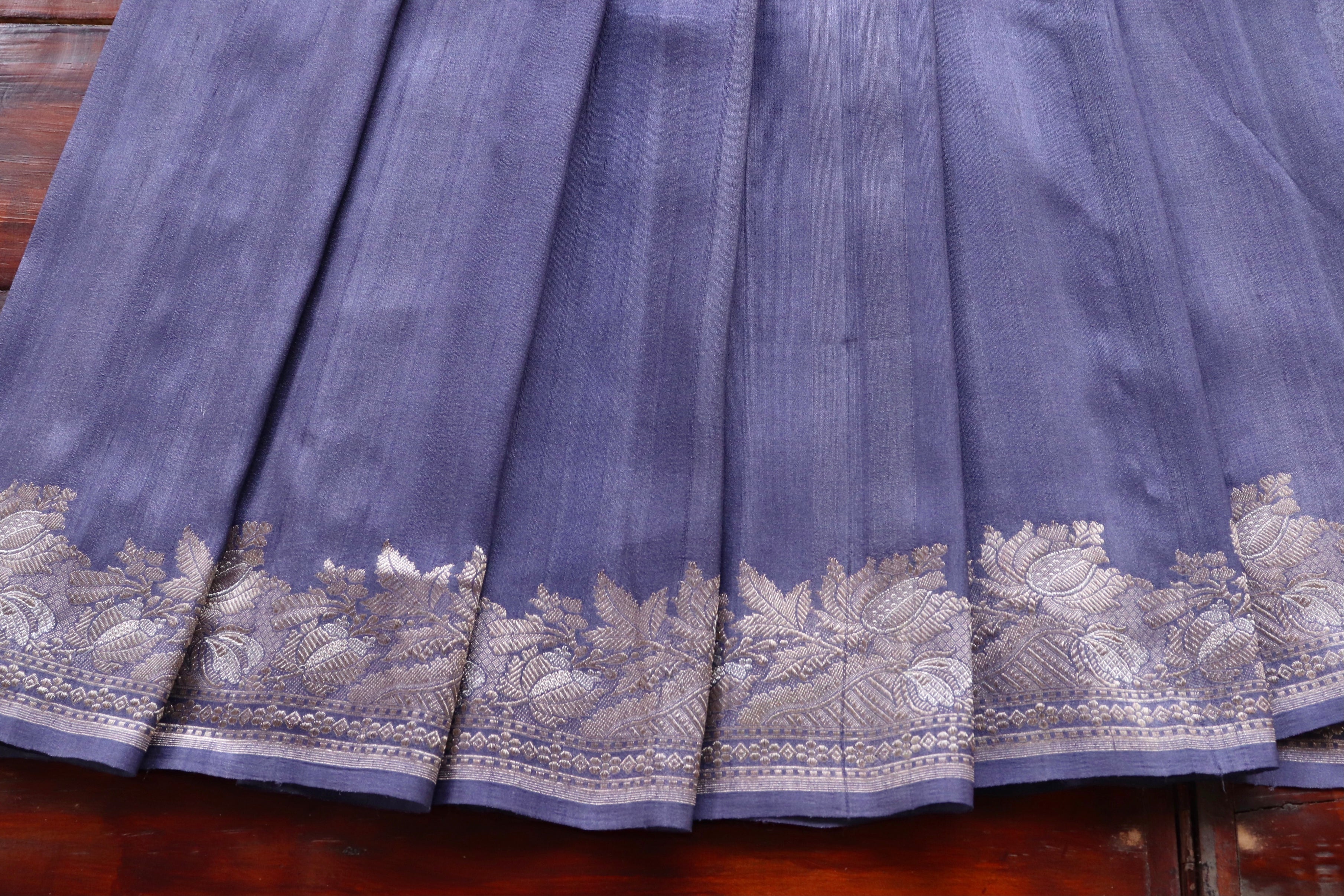 Purple Tussar Silk  Handloom Banarasi Saree