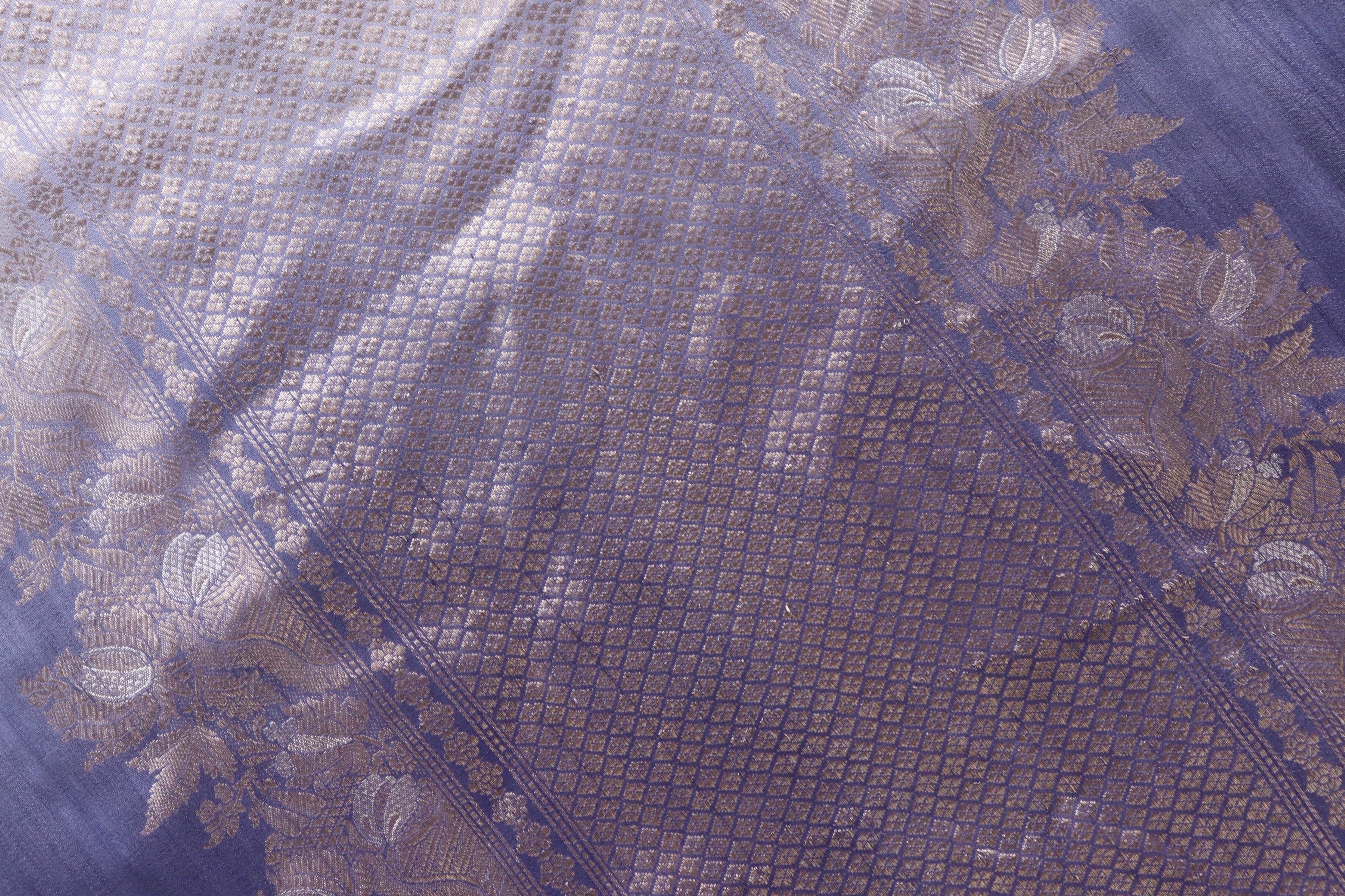 Purple Tussar Silk  Handloom Banarasi Saree
