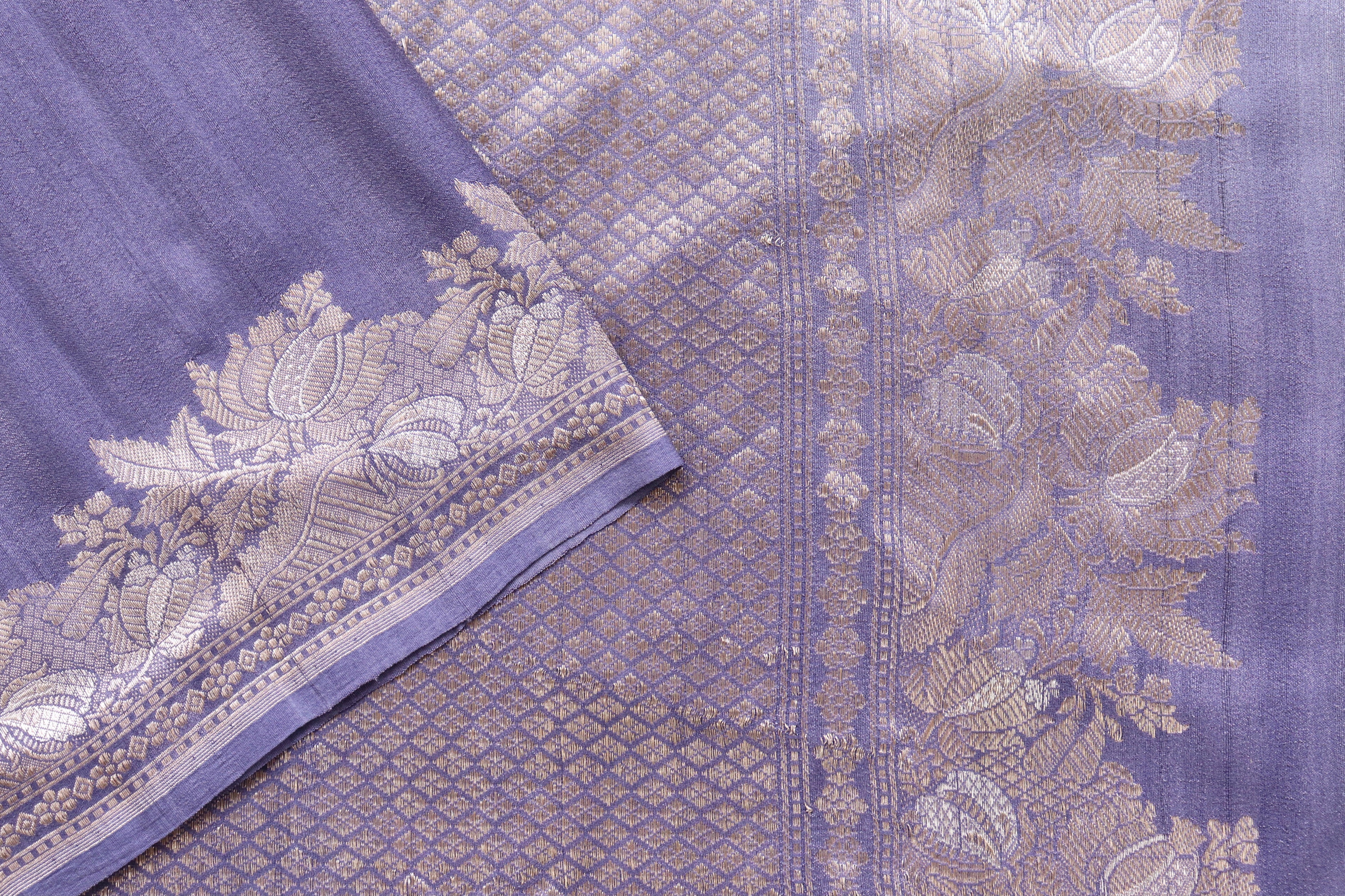 Purple Tussar Silk  Handloom Banarasi Saree