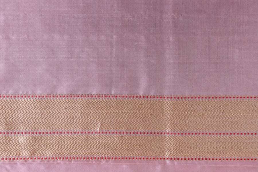 Rose Pink Check Pure Silk Handloom Banarasi Saree