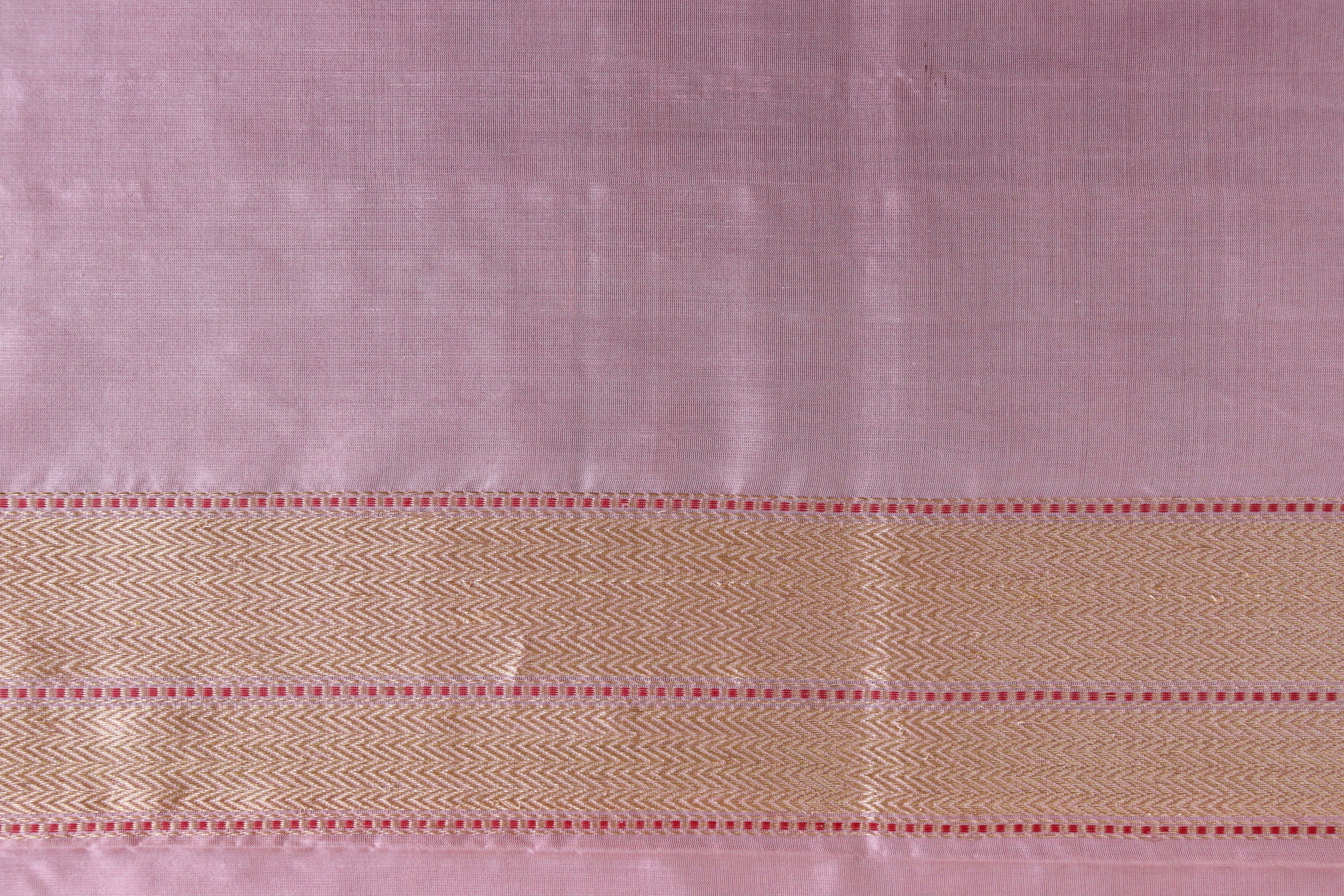 Rose Pink Check Pure Silk Handloom Banarasi Saree