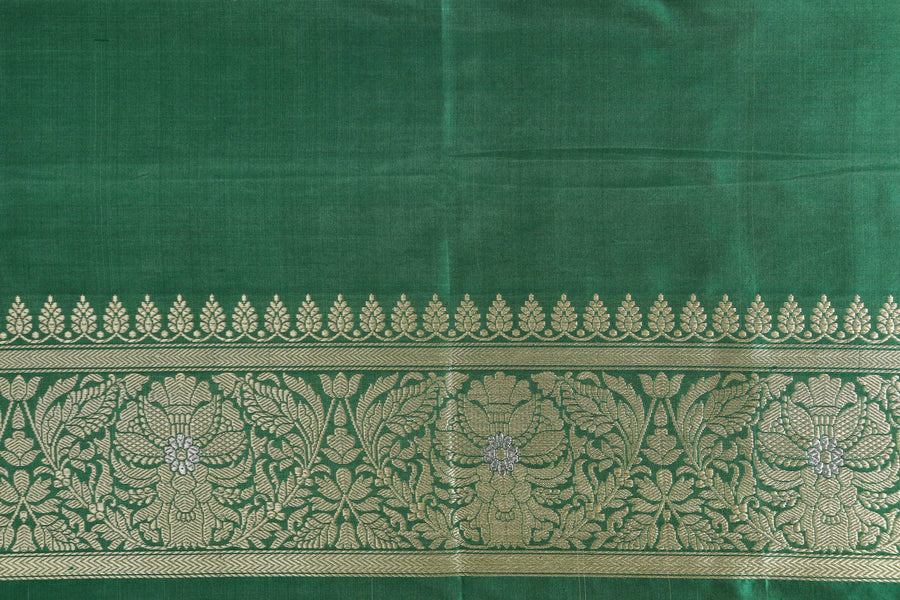Green Chinar Pure Silk Banarasi Jangla Saree | Stuti Weaves