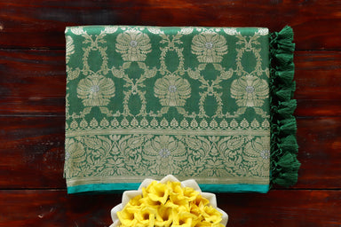 Green Chinar Pure Silk Banarasi Jangla Saree | Stuti Weaves