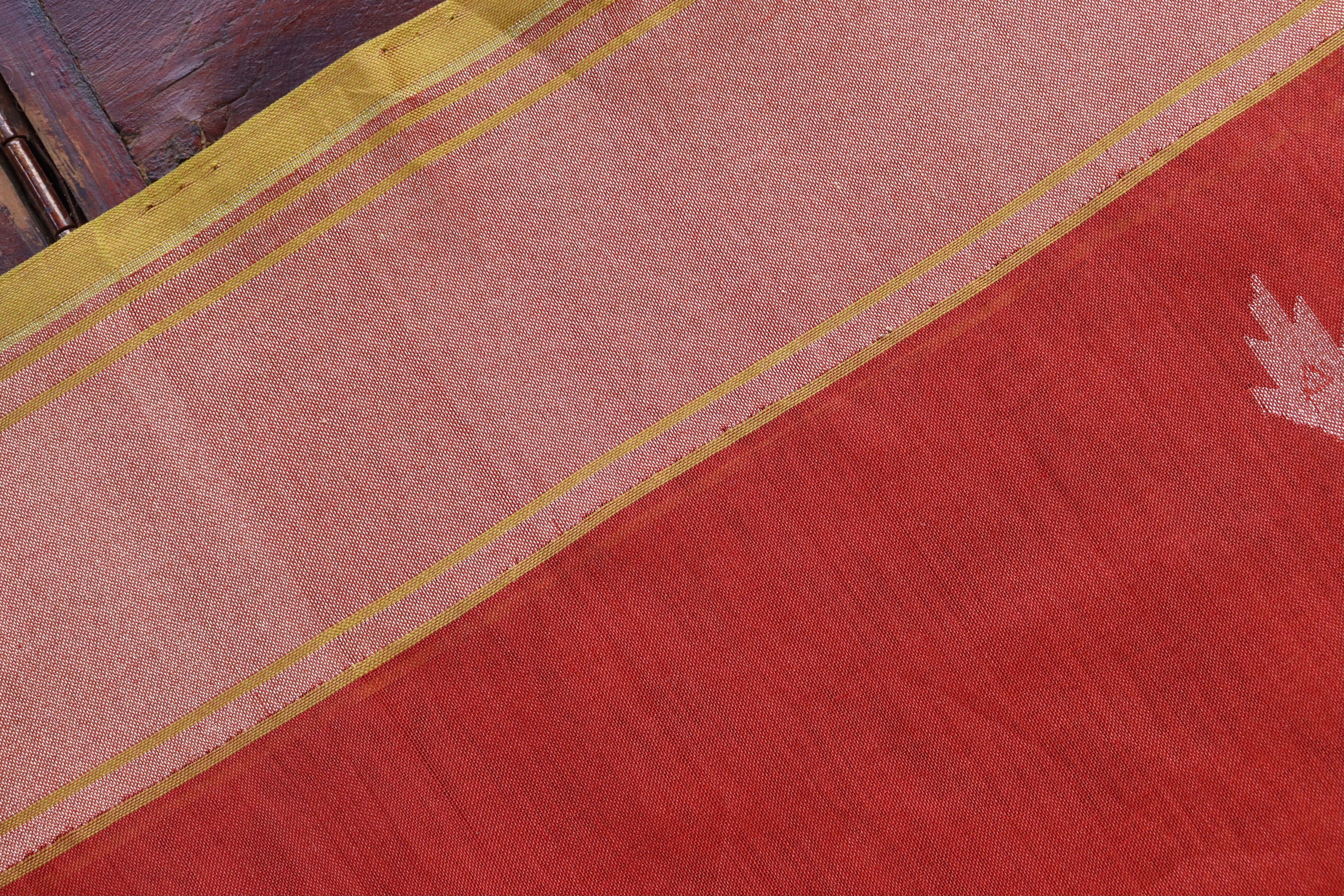 Red Cotton Banarasi Handloom Saree