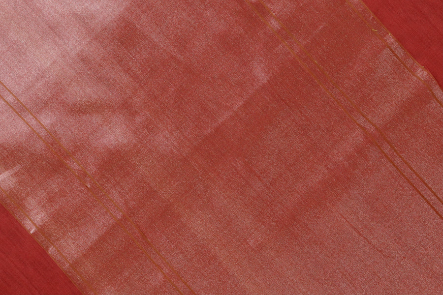 Red Cotton Banarasi Handloom Saree