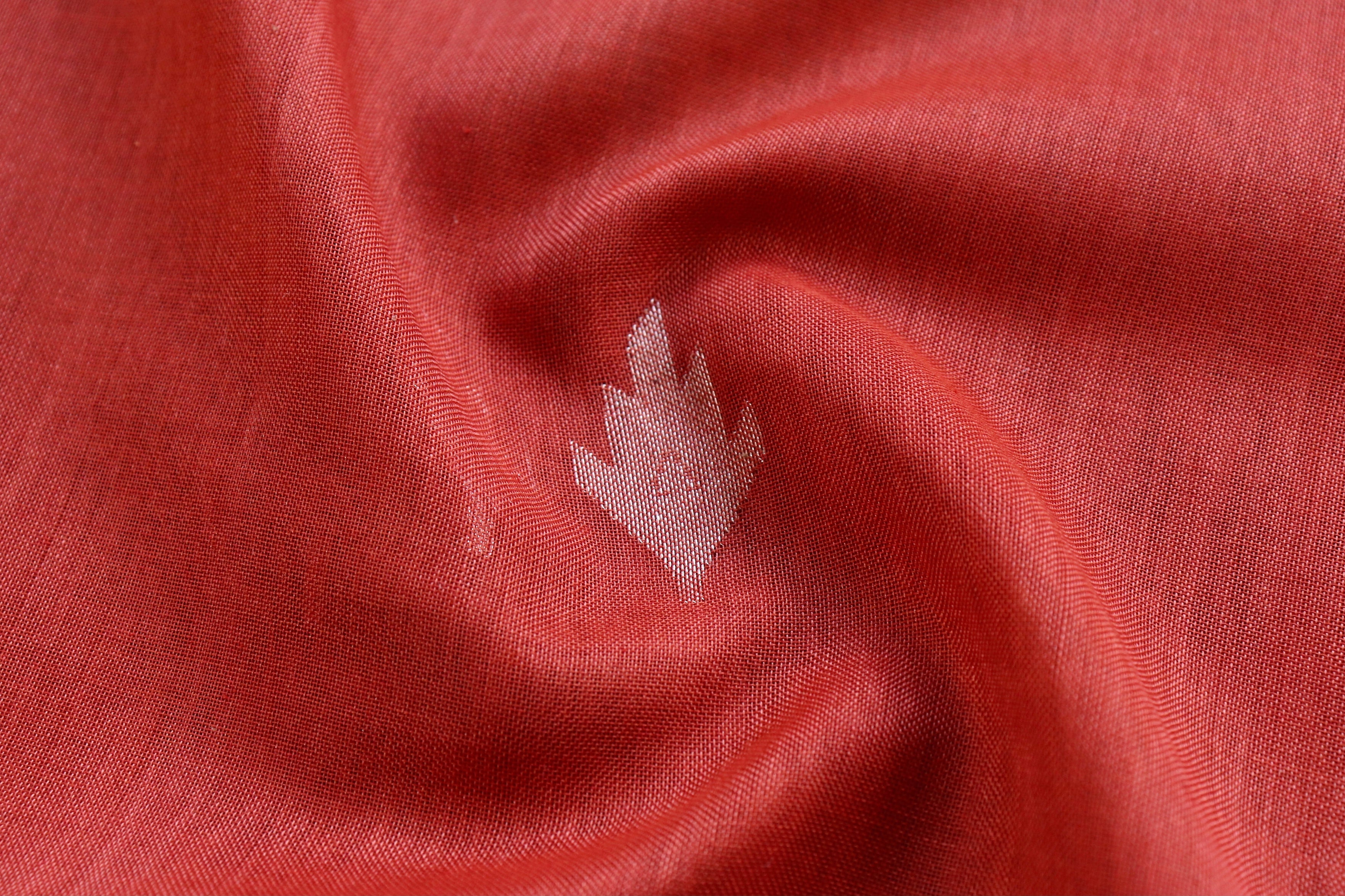 Red Cotton Banarasi Handloom Saree