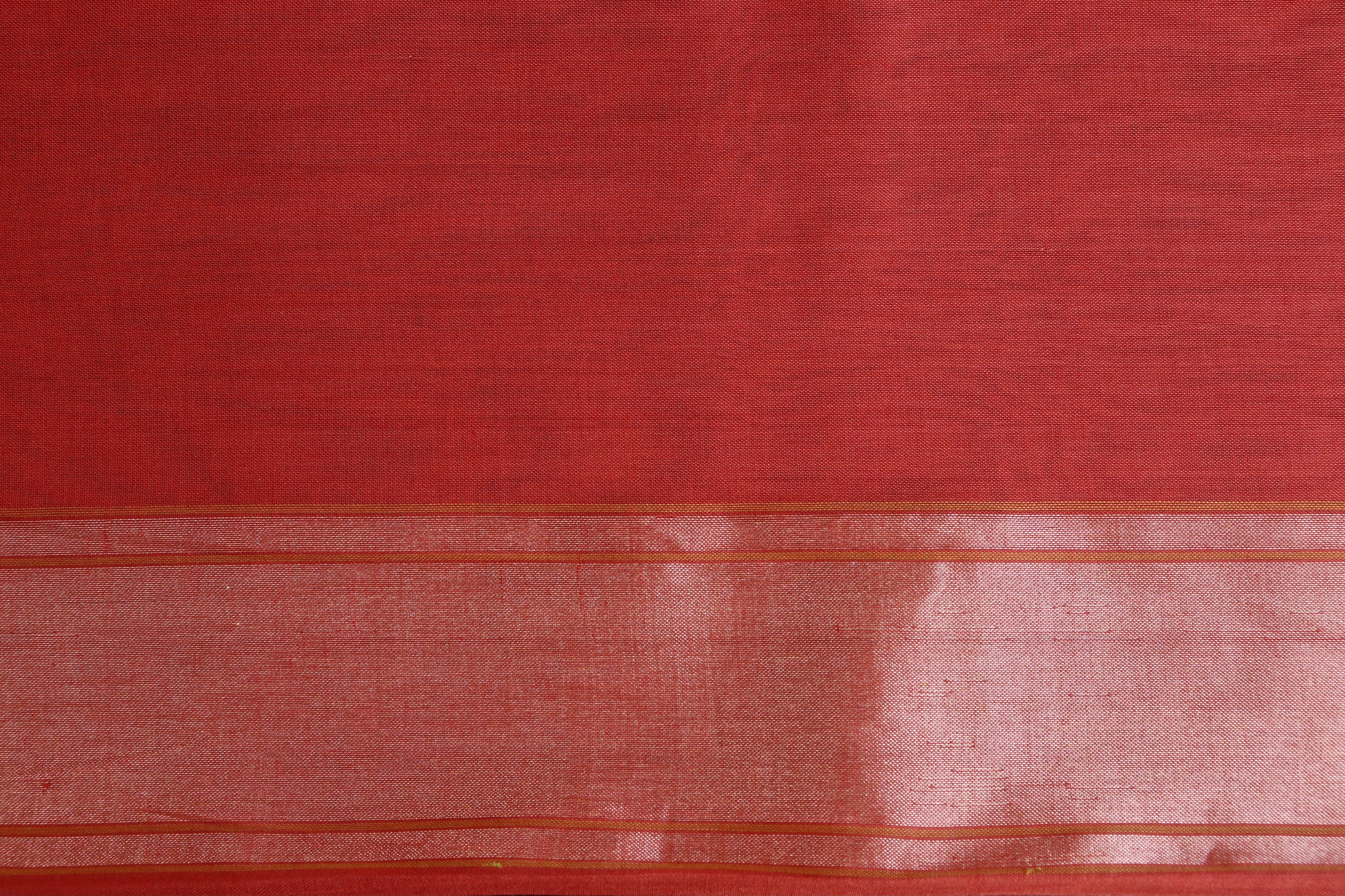 Red Cotton Banarasi Handloom Saree