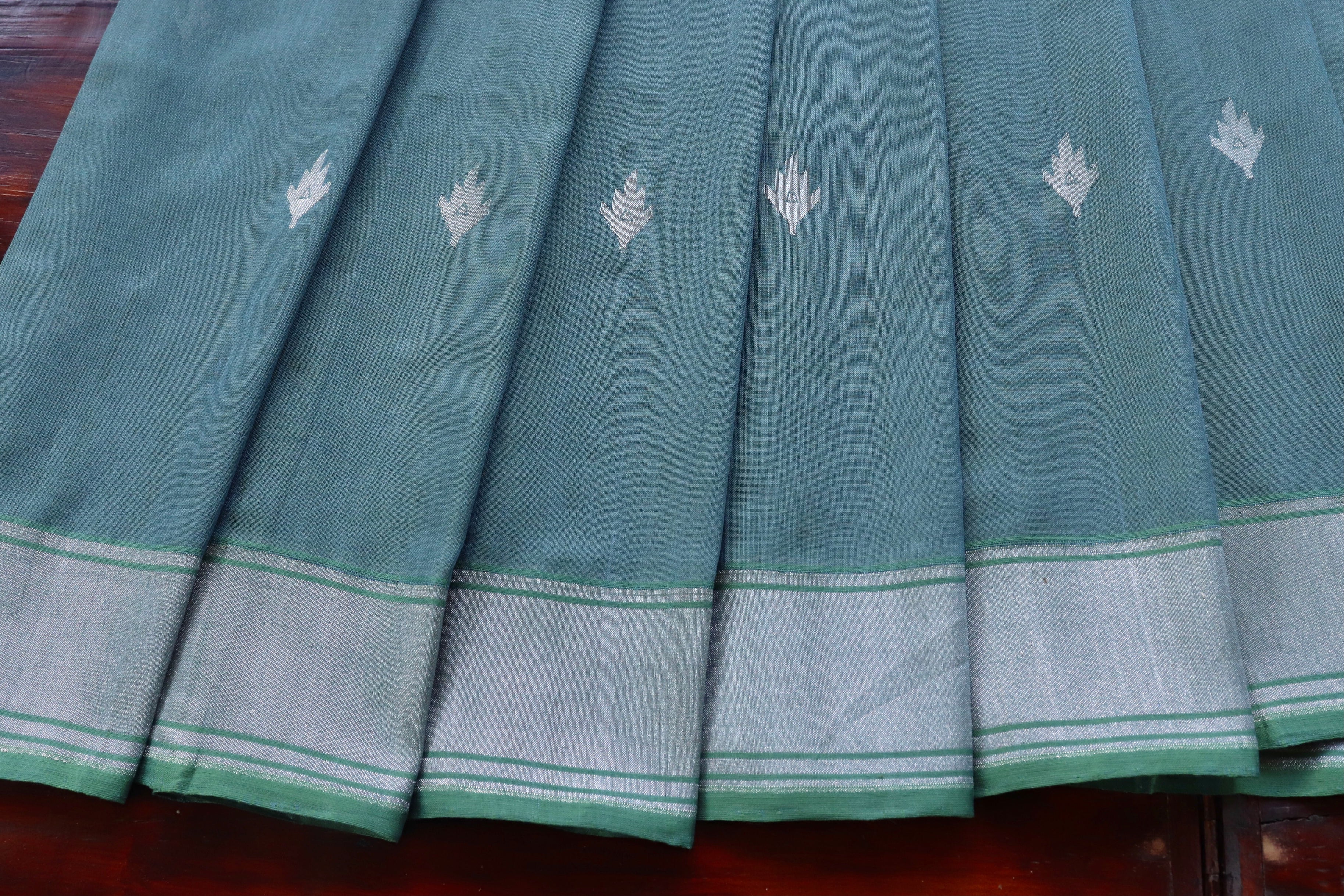 Grey Cotton Banarasi Handloom Saree