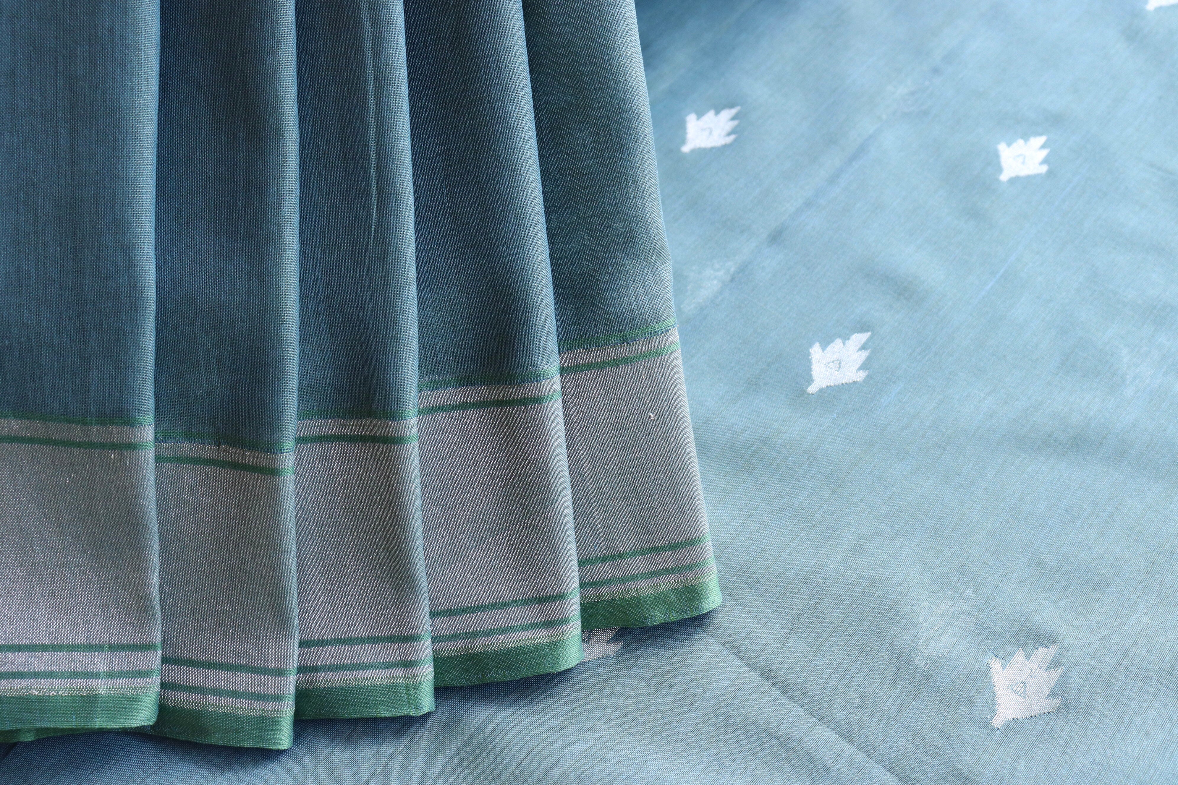 Grey Cotton Banarasi Handloom Saree