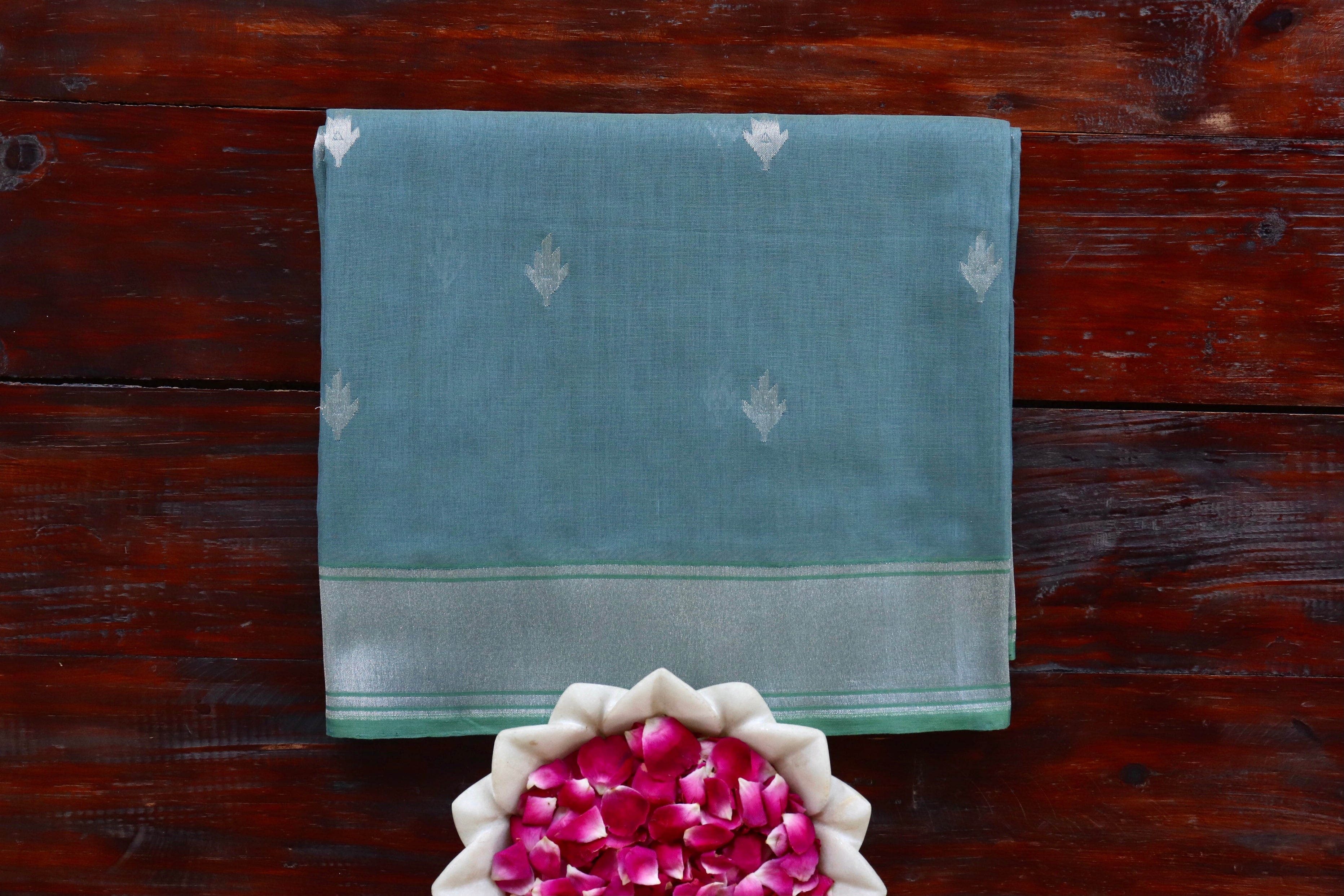 Grey Cotton Banarasi Handloom Saree