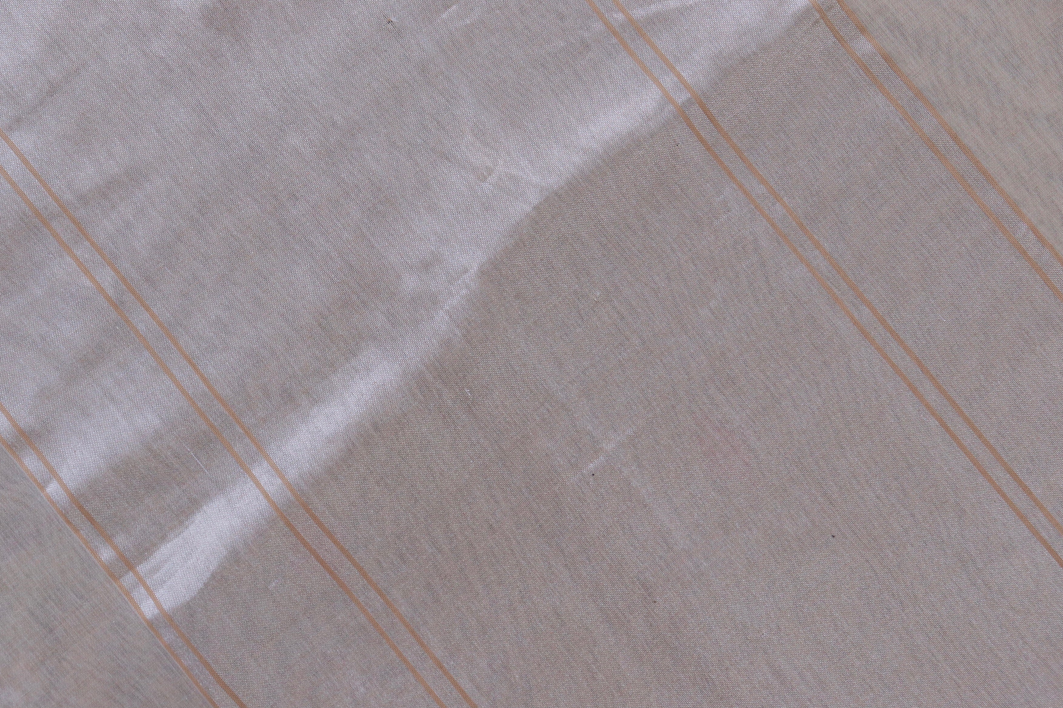 Cream Cotton Meenadar Kadhua Motif Banarasi Handloom Saree