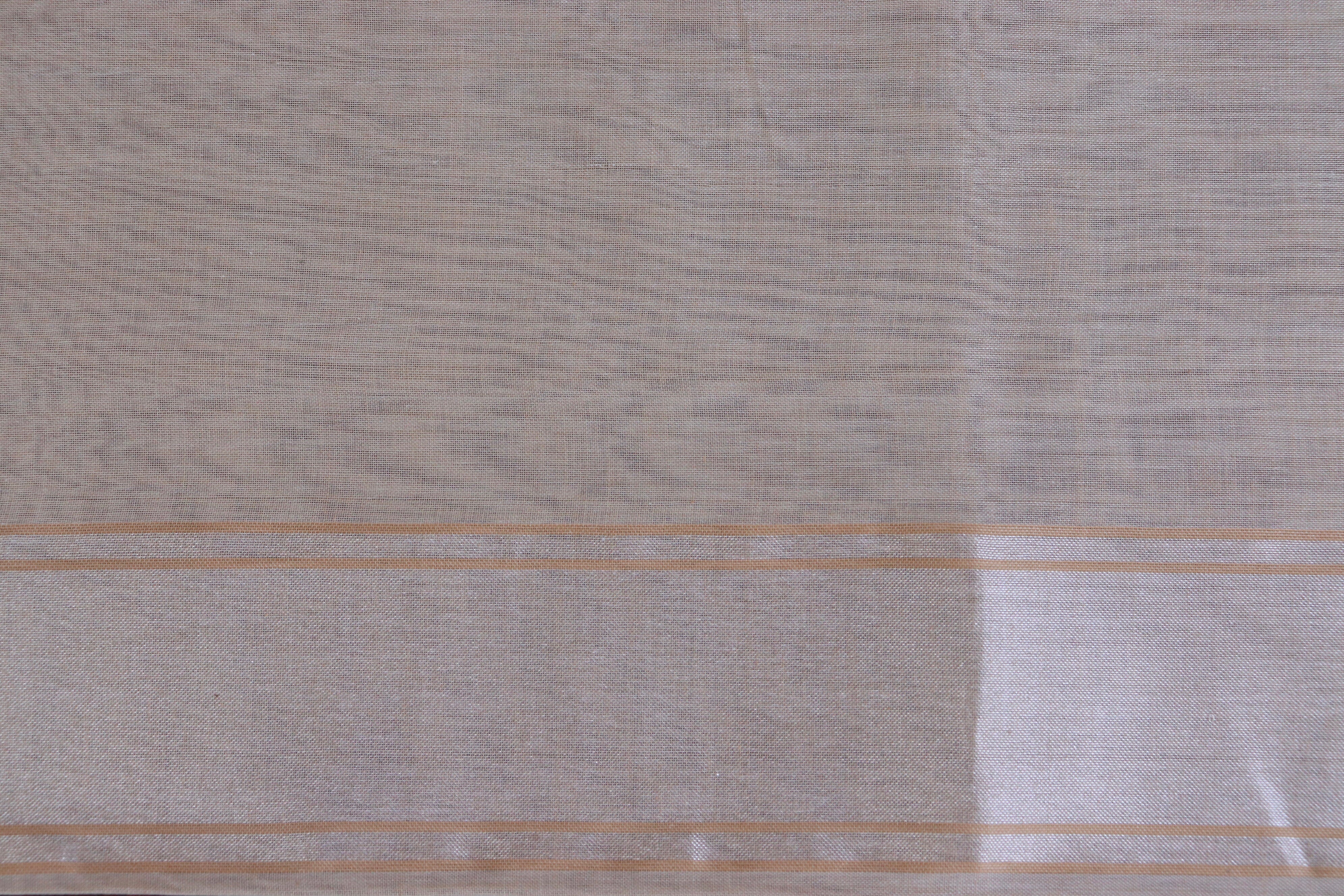 Cream Cotton Meenadar Kadhua Motif Banarasi Handloom Saree