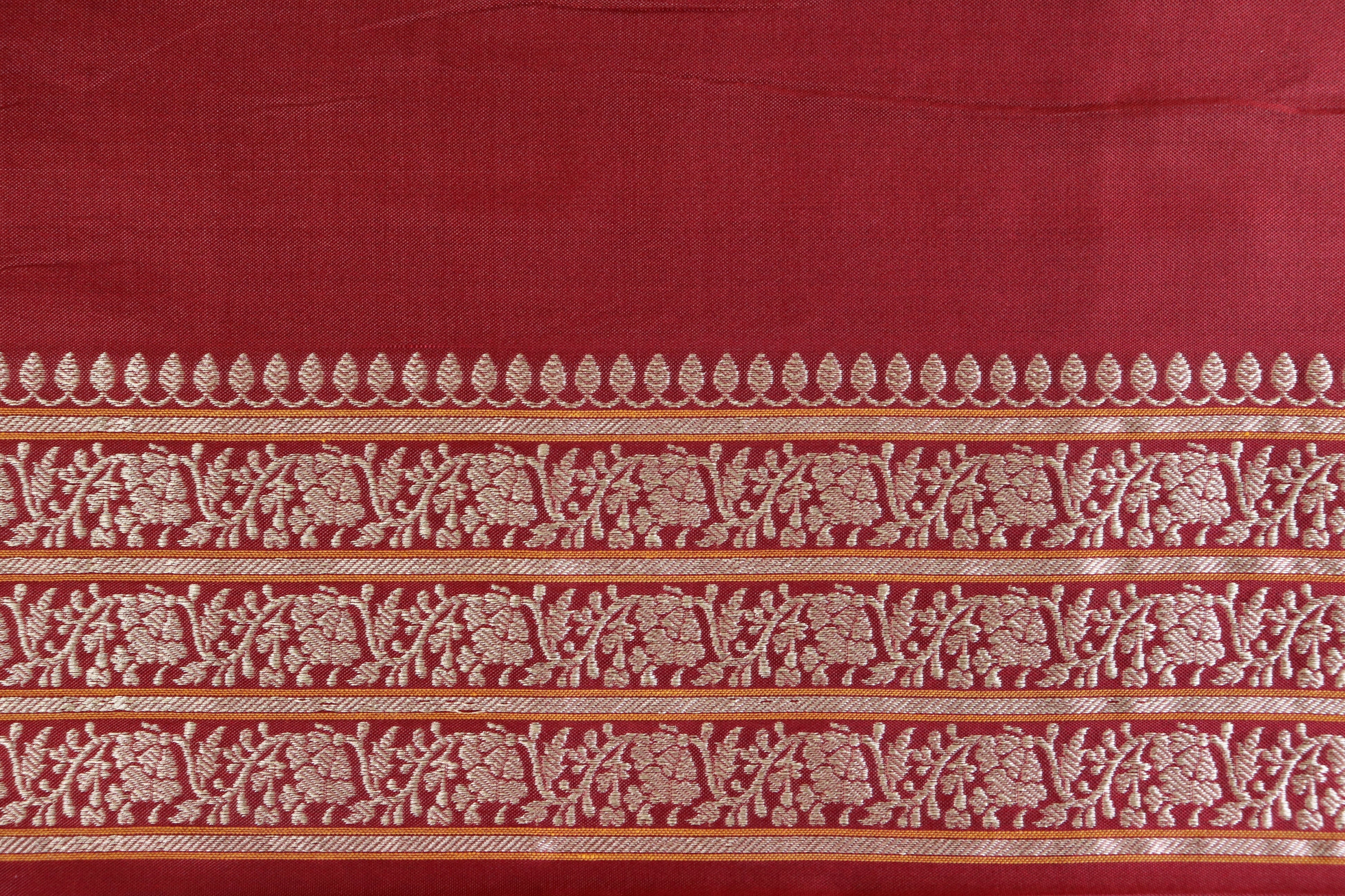 Maroon Kadhua Motif Pure Silk Handloom Banarasi Saree