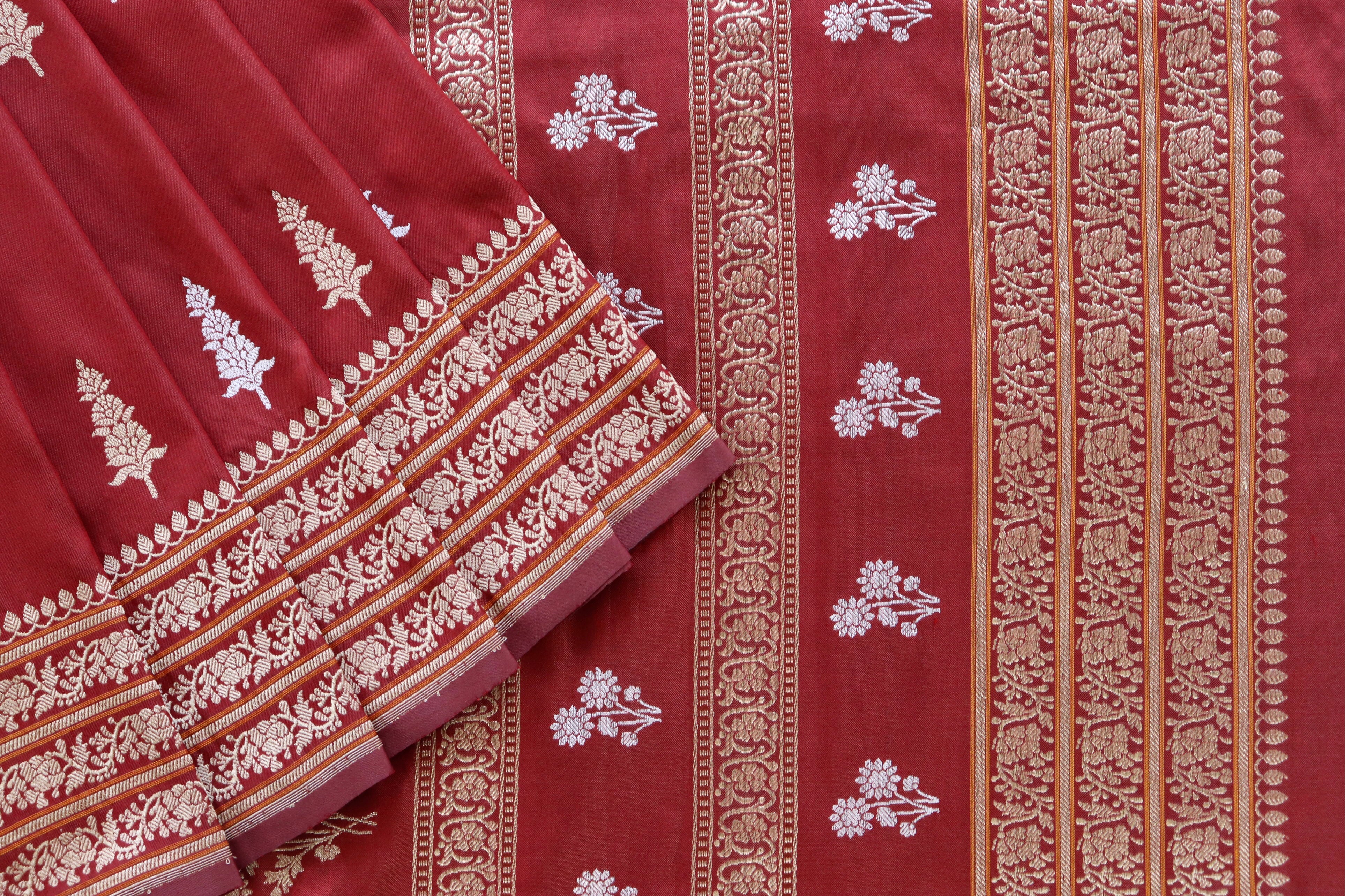 Maroon Kadhua Motif Pure Silk Handloom Banarasi Saree