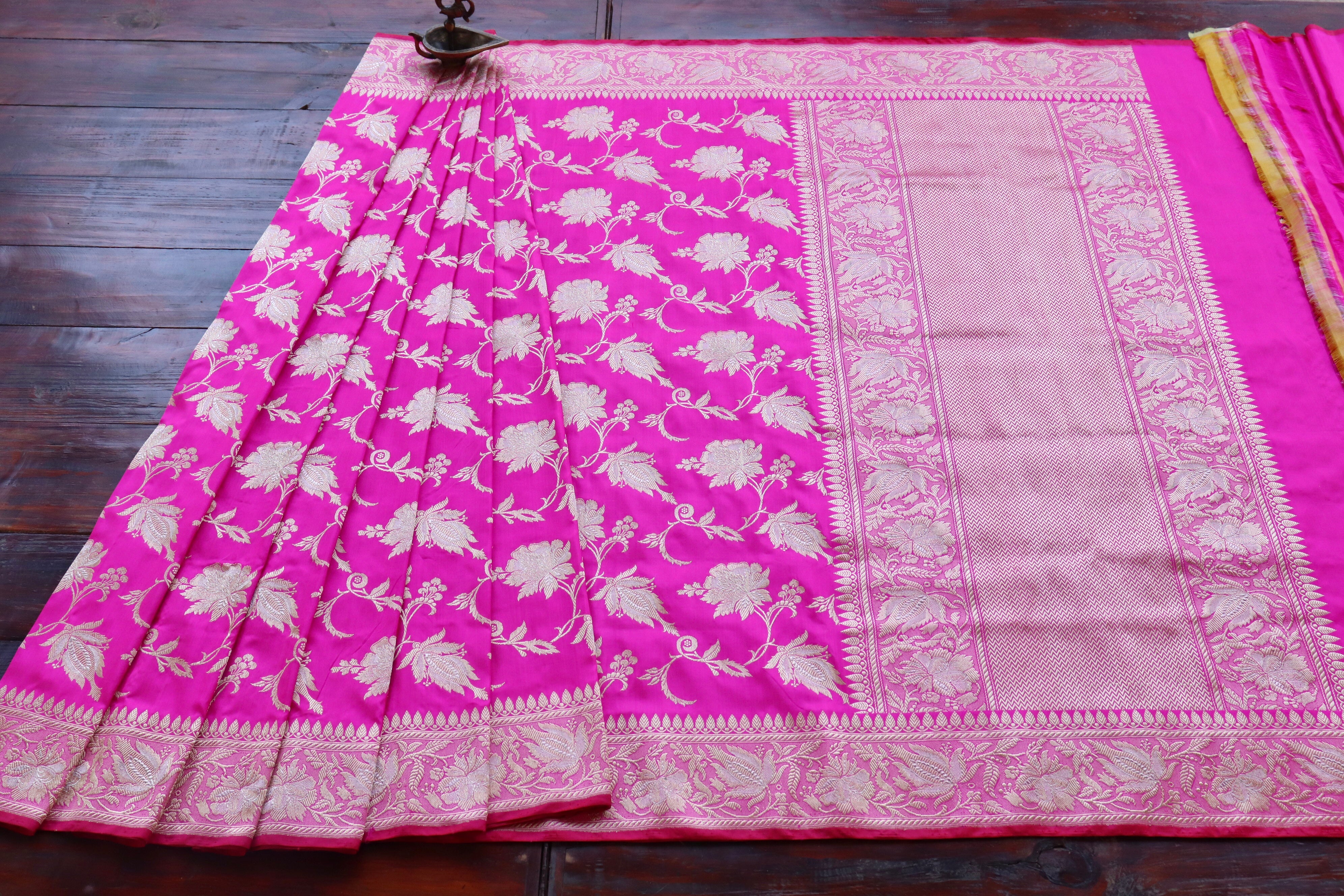 Rani Chinar Jangla Pure Silk Handloom Banarasi Saree