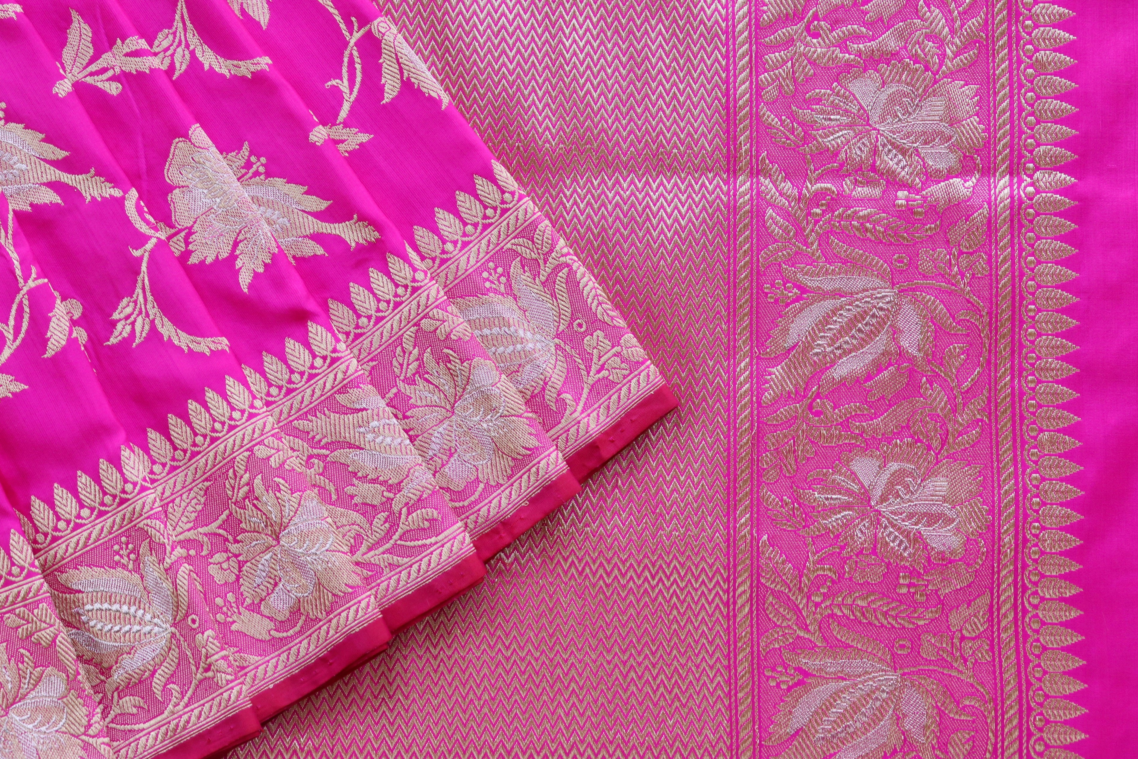 Rani Chinar Jangla Pure Silk Handloom Banarasi Saree