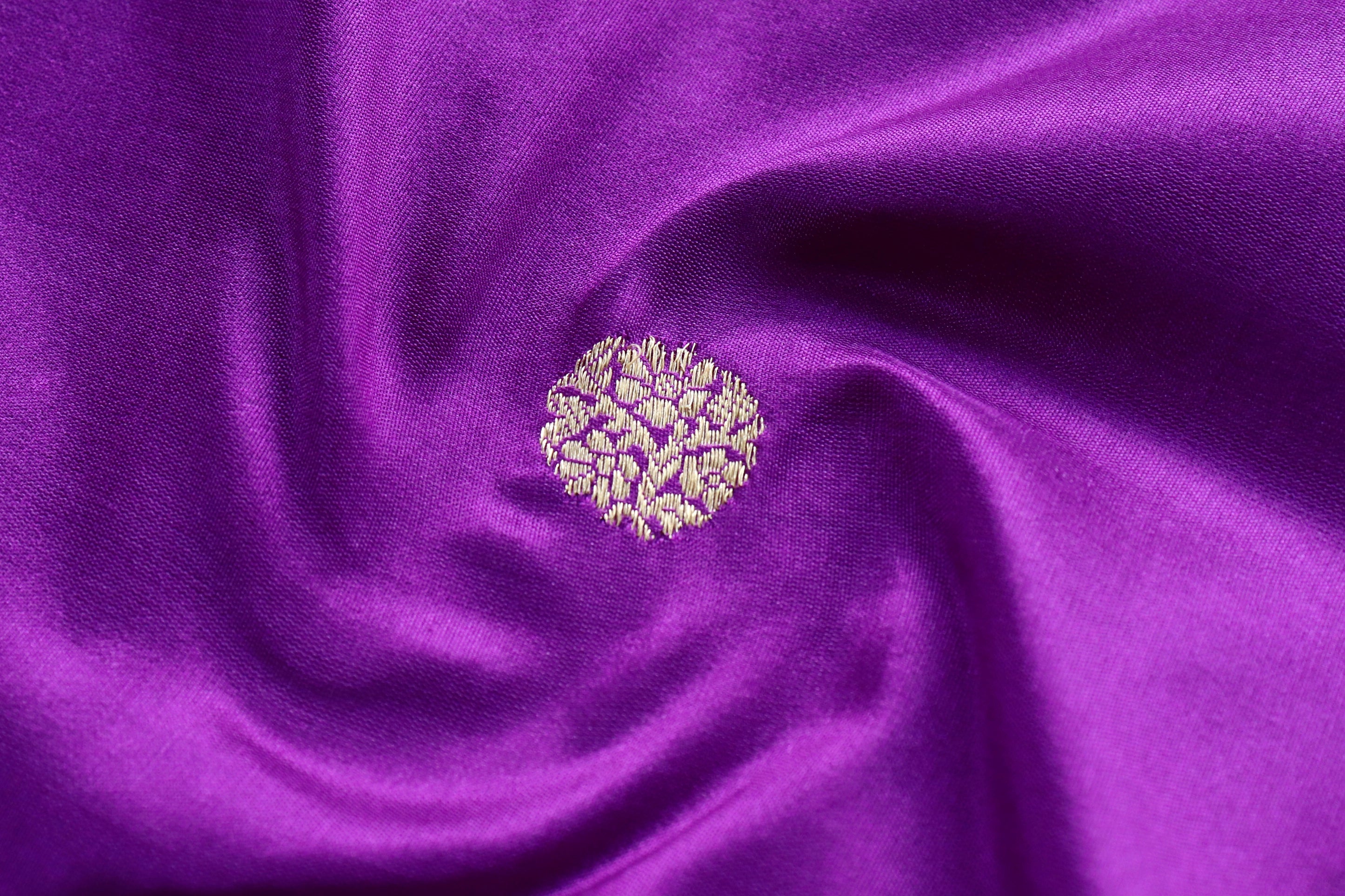 Purple Ginnie Motif Pure Silk Handloom Banarasi Saree