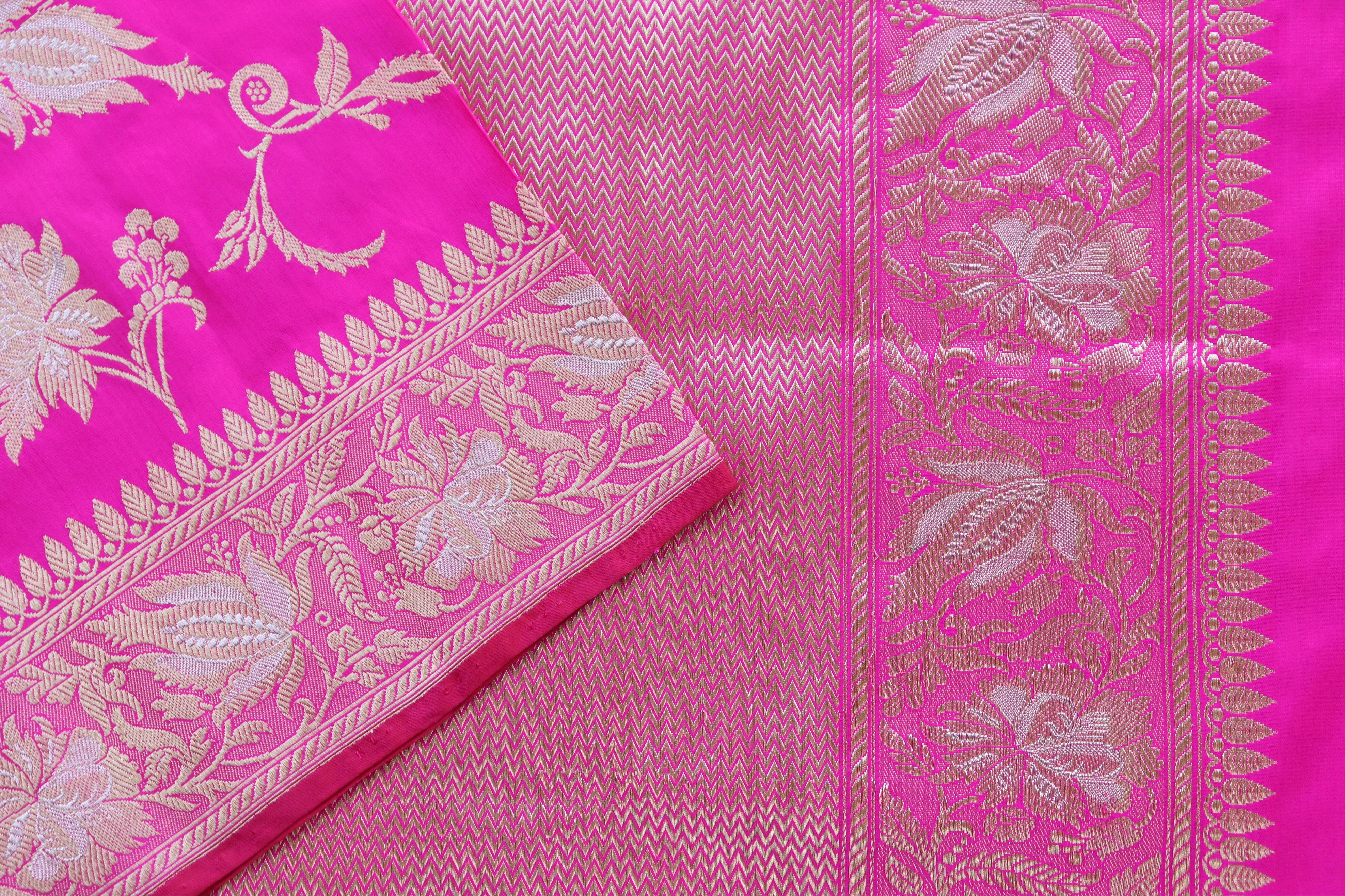 Rani Chinar Jangla Pure Silk Handloom Banarasi Saree