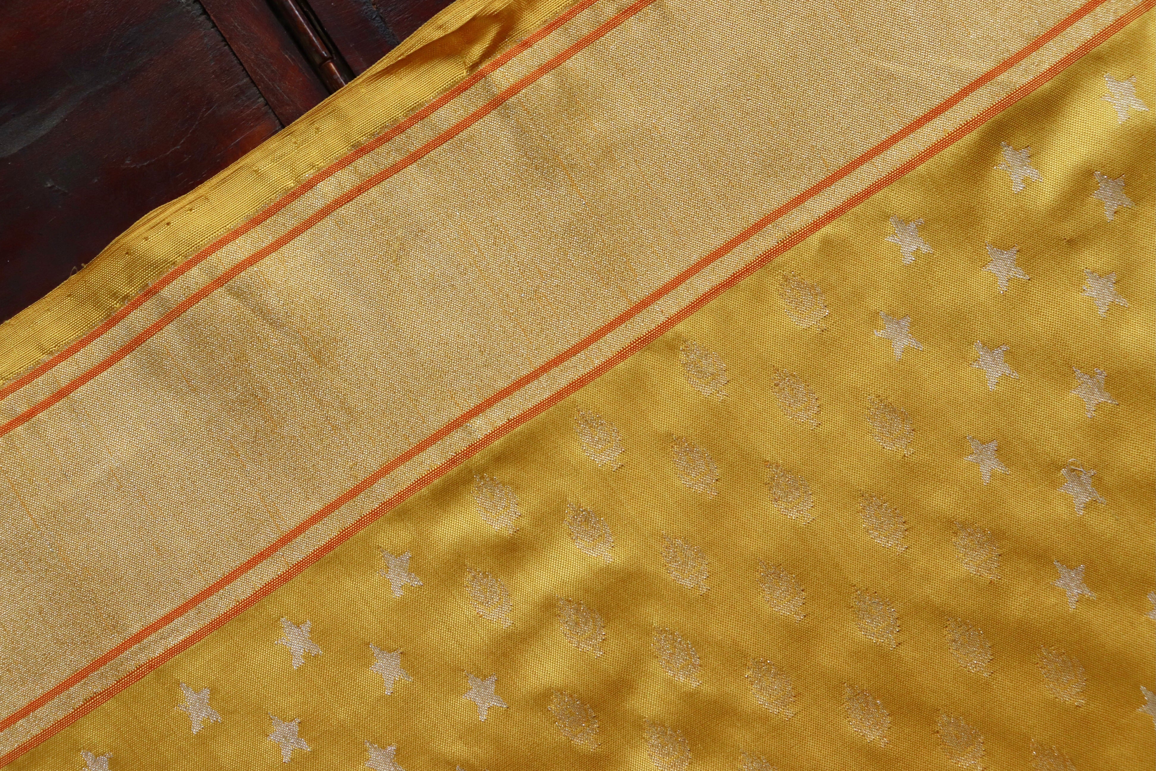 Yellow Pure Zari Silk Handwoven Banarasi Saree