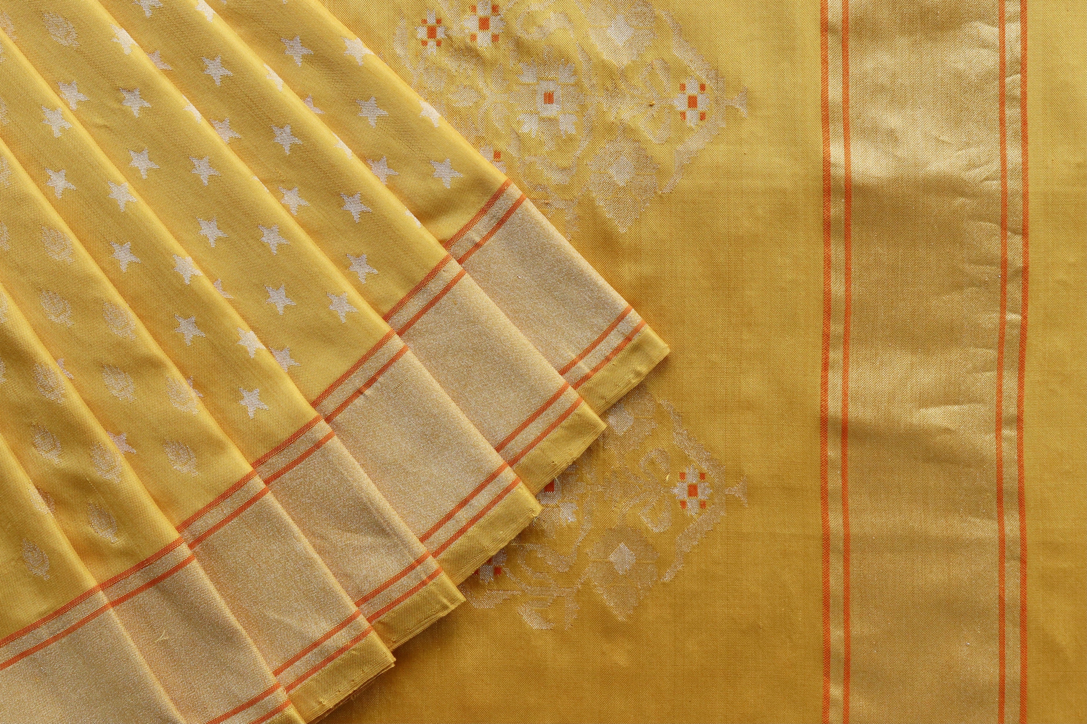 Yellow Pure Zari Silk Handwoven Banarasi Saree