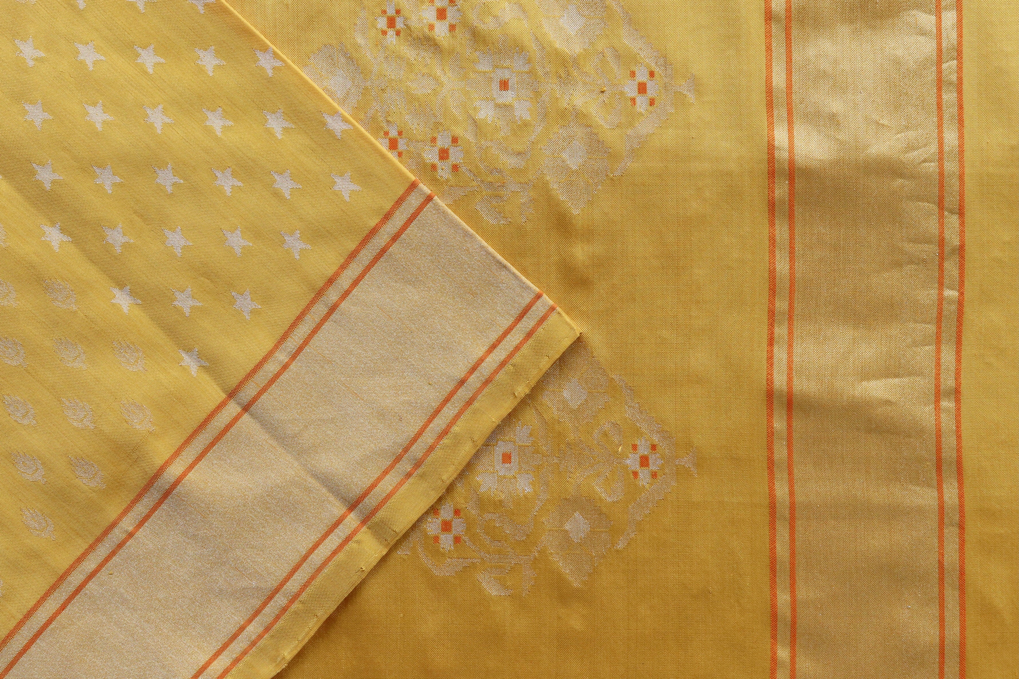 Yellow Pure Zari Silk Handwoven Banarasi Saree