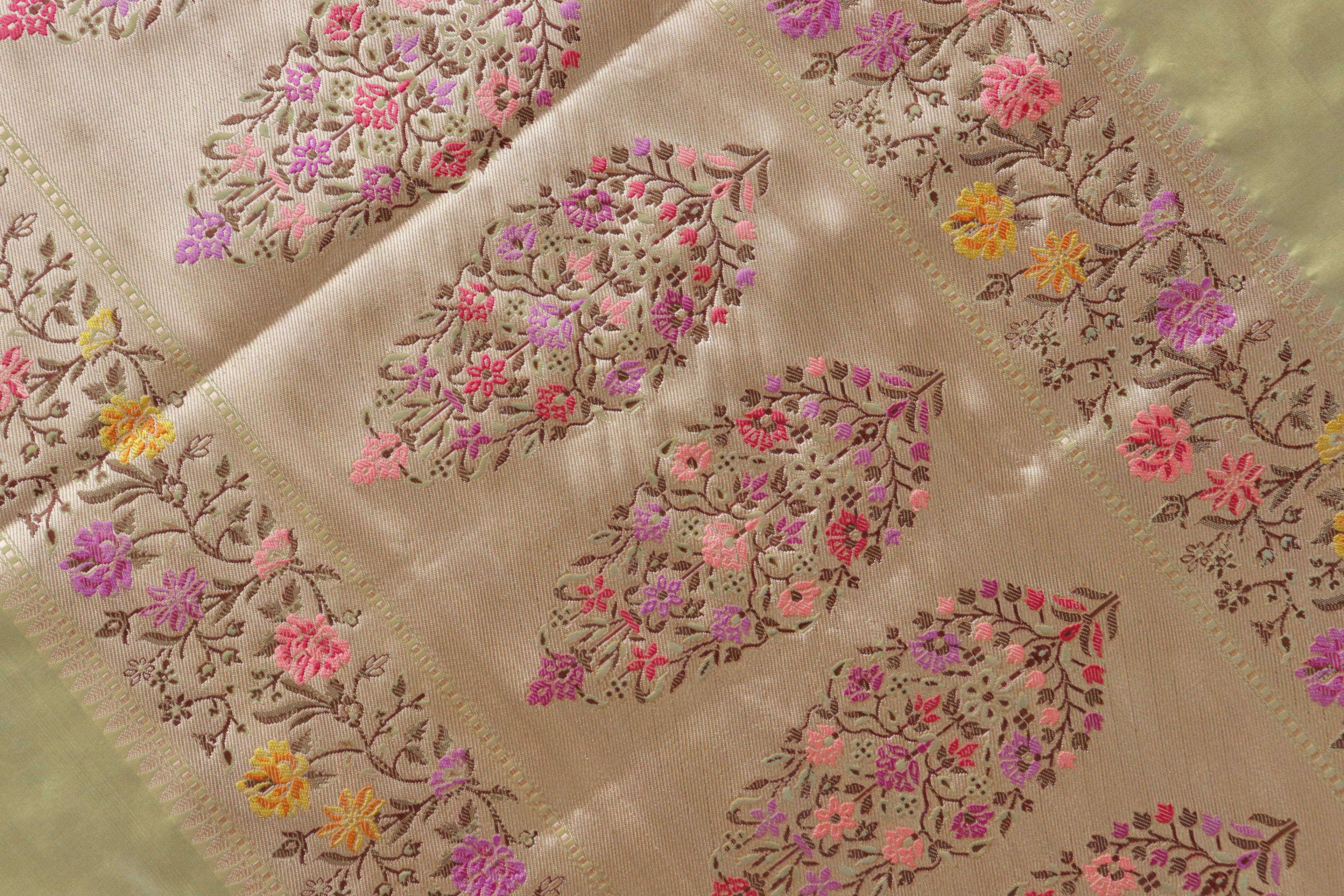 Olive Meenadar Kadhua  Pure Silk Handloom Banarasi Saree