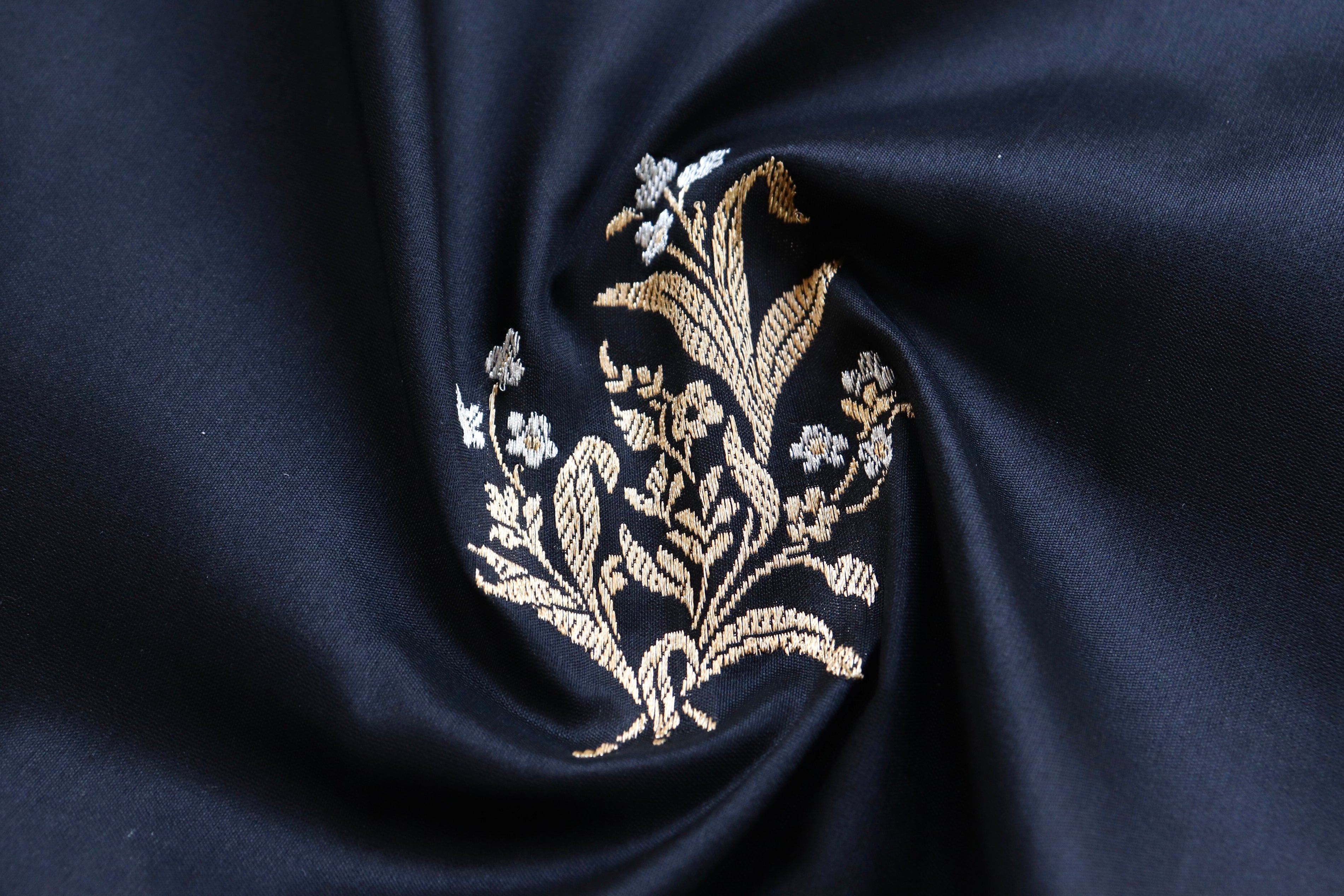 Black Alfi Pure Silk Handloom Banarasi Saree