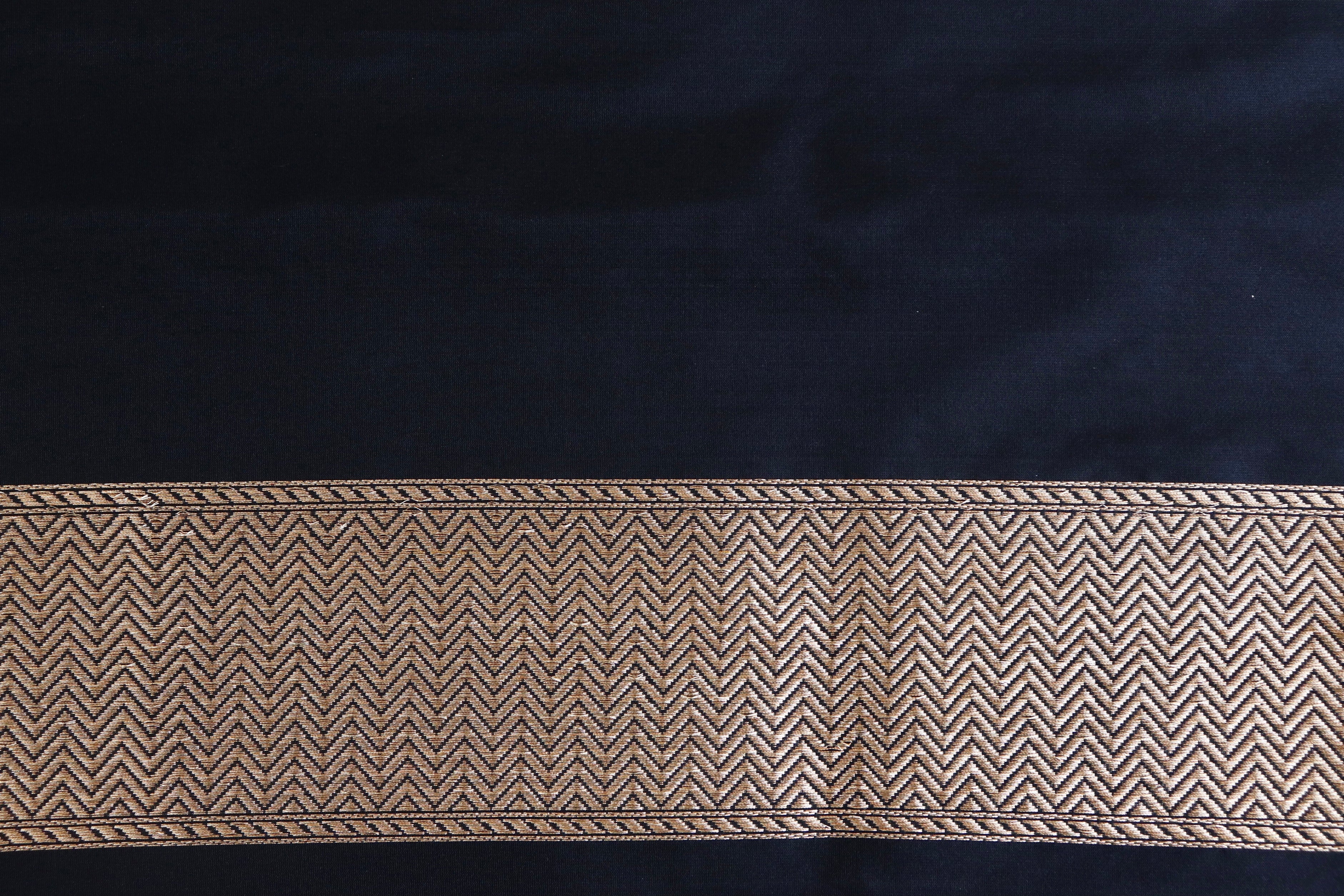 Black Alfi Pure Silk Handloom Banarasi Saree