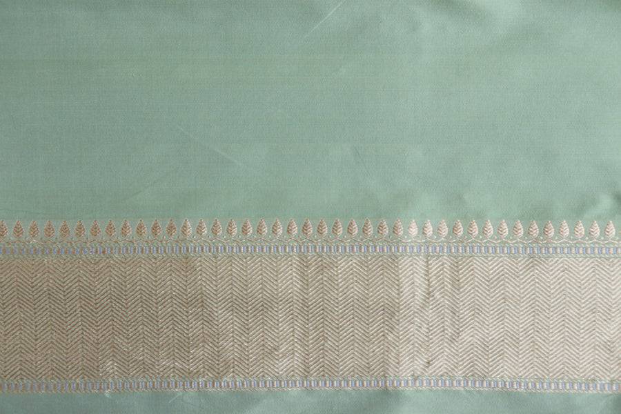 Pistachio Green Meenadar Handwoven Banarasi Tanchoi Silk Saree