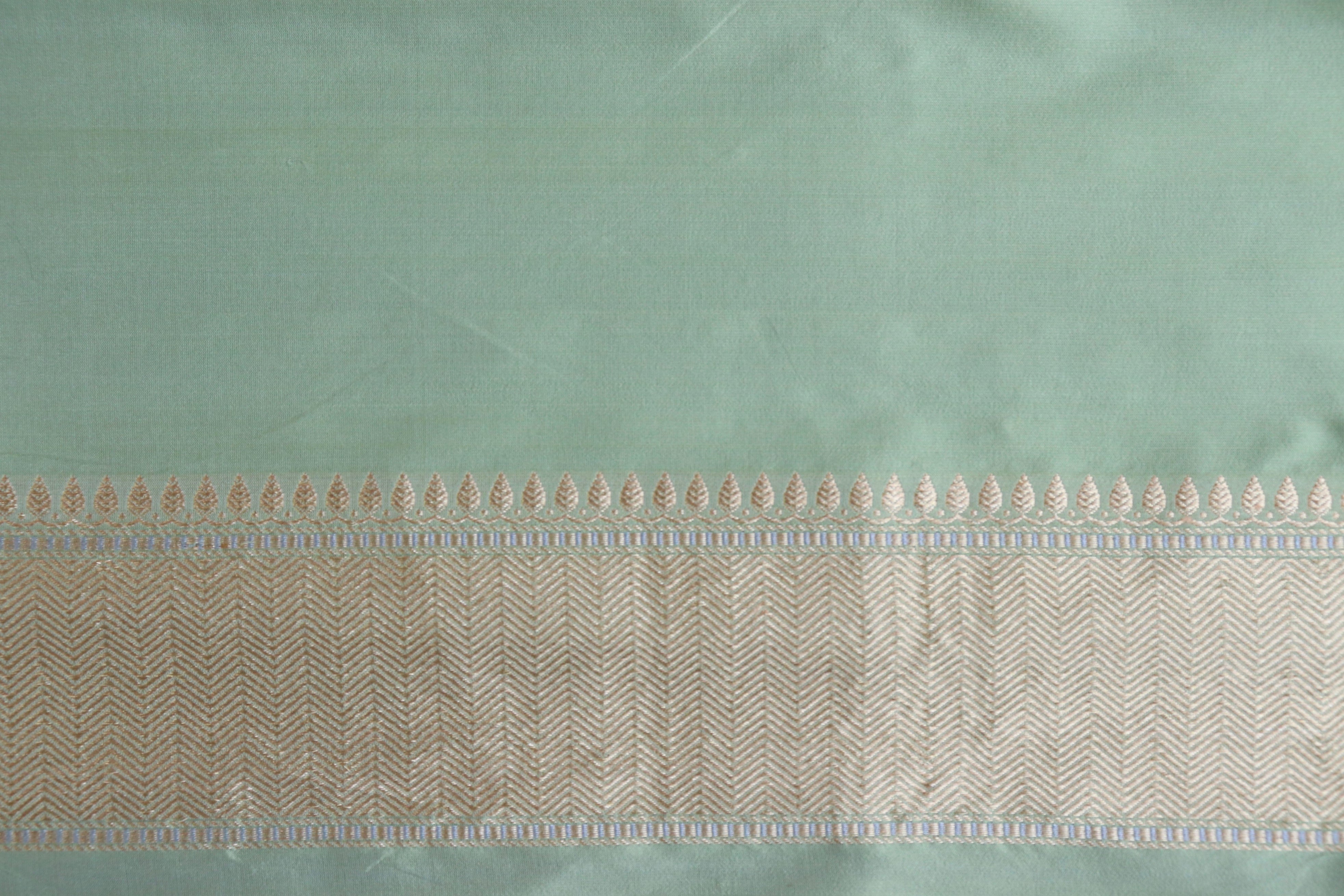 Pistachio Green Meenadar Handwoven Banarasi Tanchoi Silk Saree