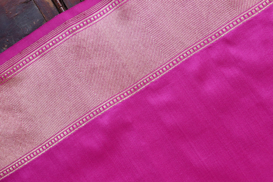 Purple Floral Border Pure Silk Banarasi Saree | Stuti Weaves