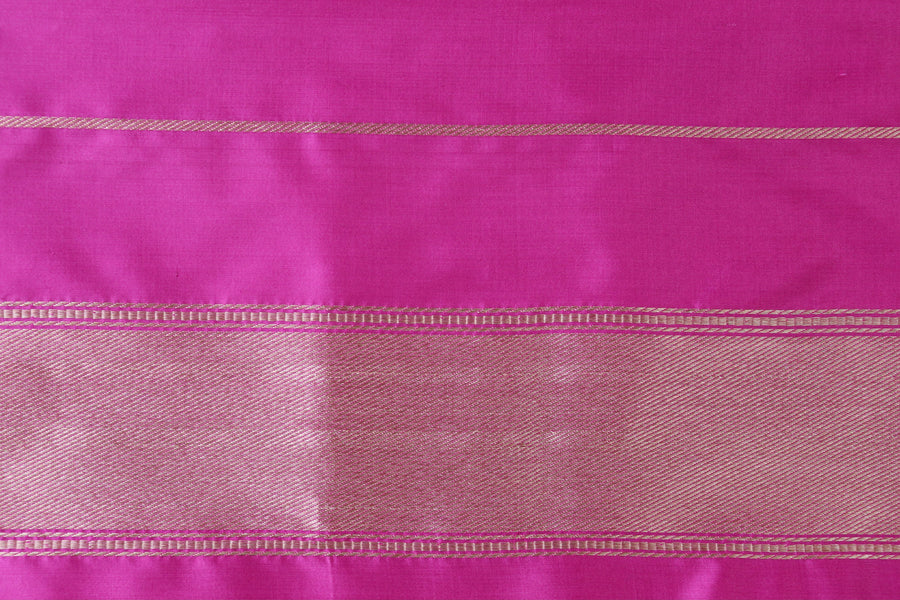 Purple Floral Border Pure Silk Banarasi Saree | Stuti Weaves
