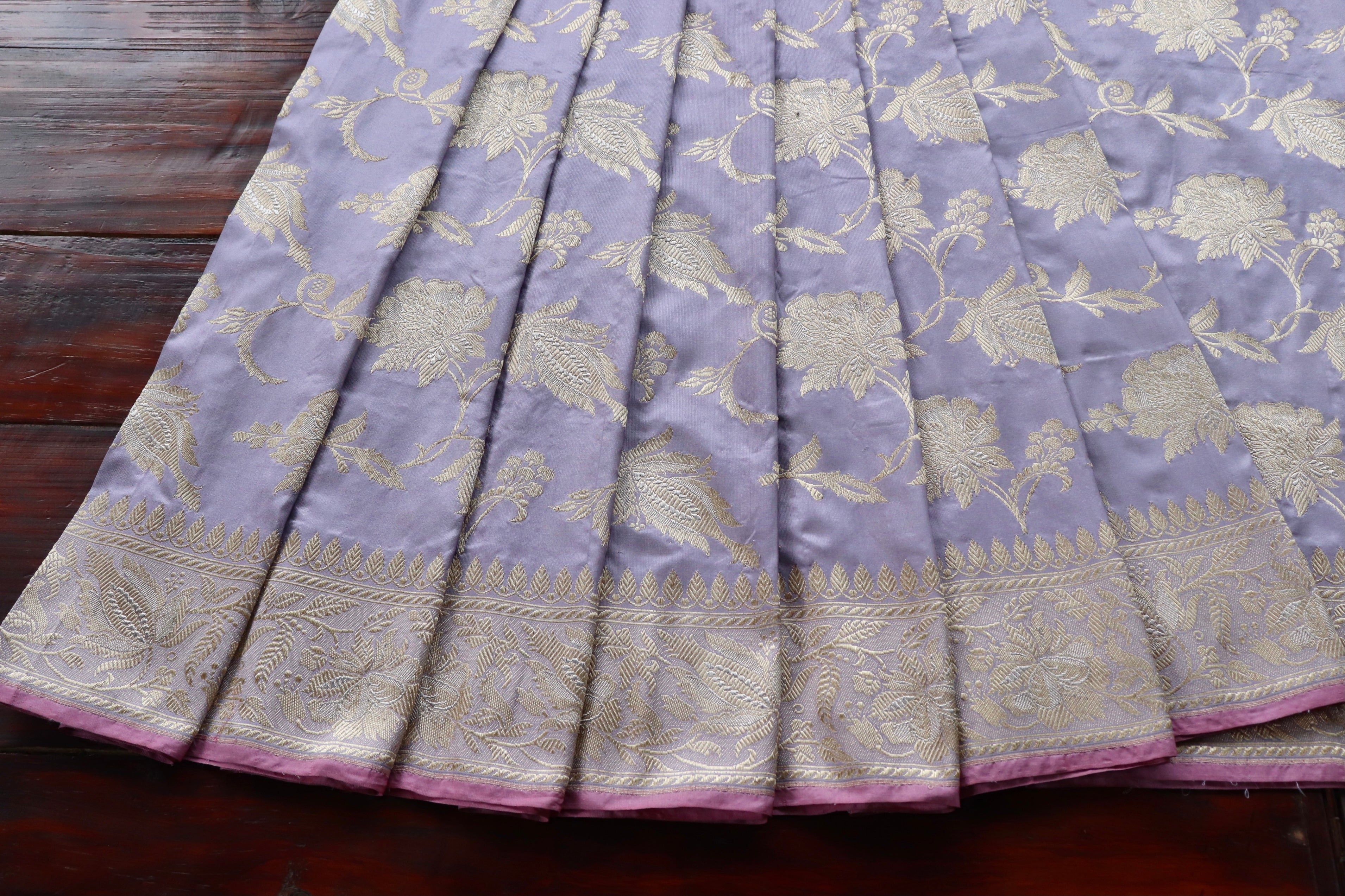 Lilac Chinar Jangla Pure Silk Handloom Banarasi Saree