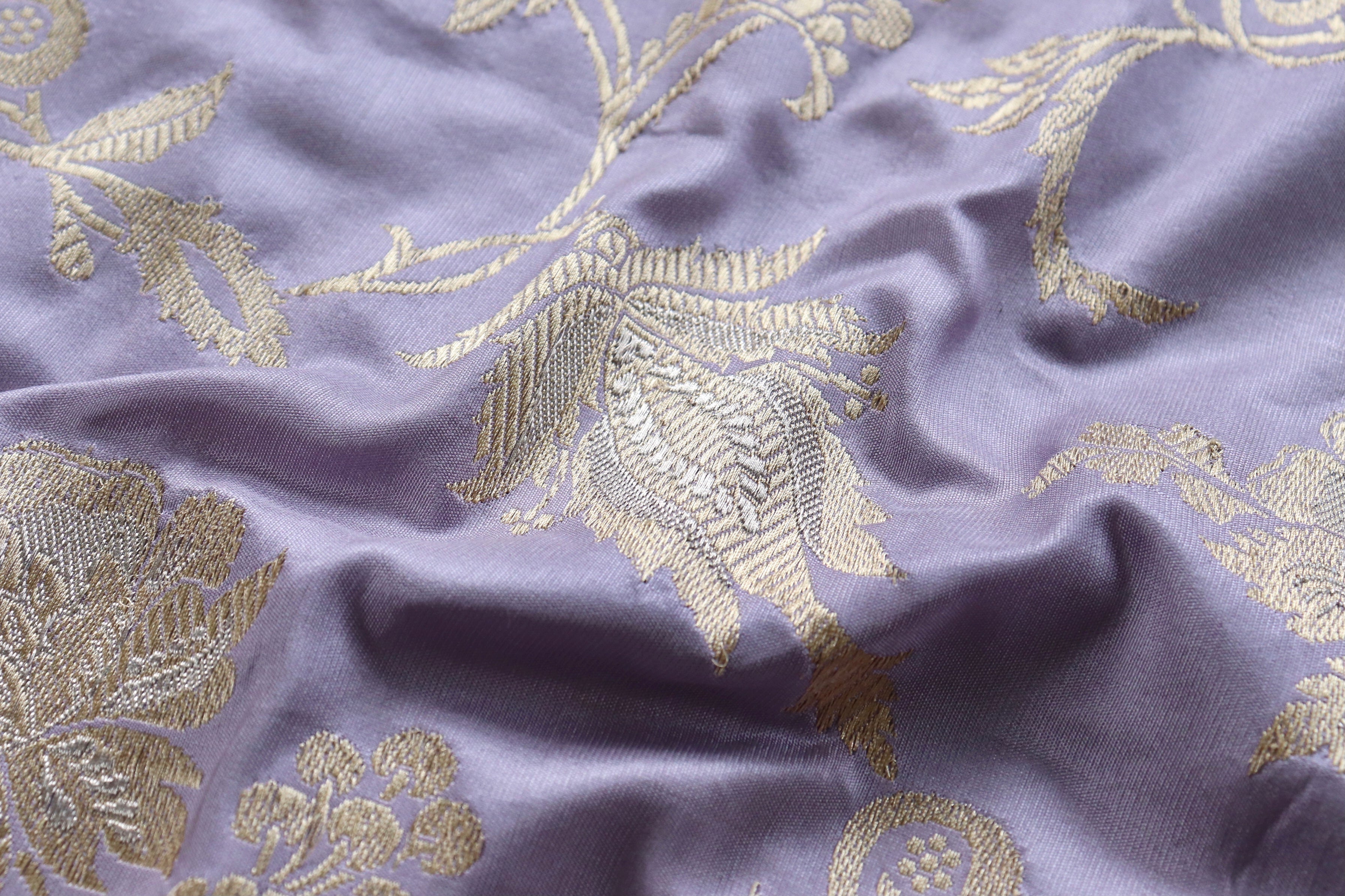 Lilac Chinar Jangla Pure Silk Handloom Banarasi Saree