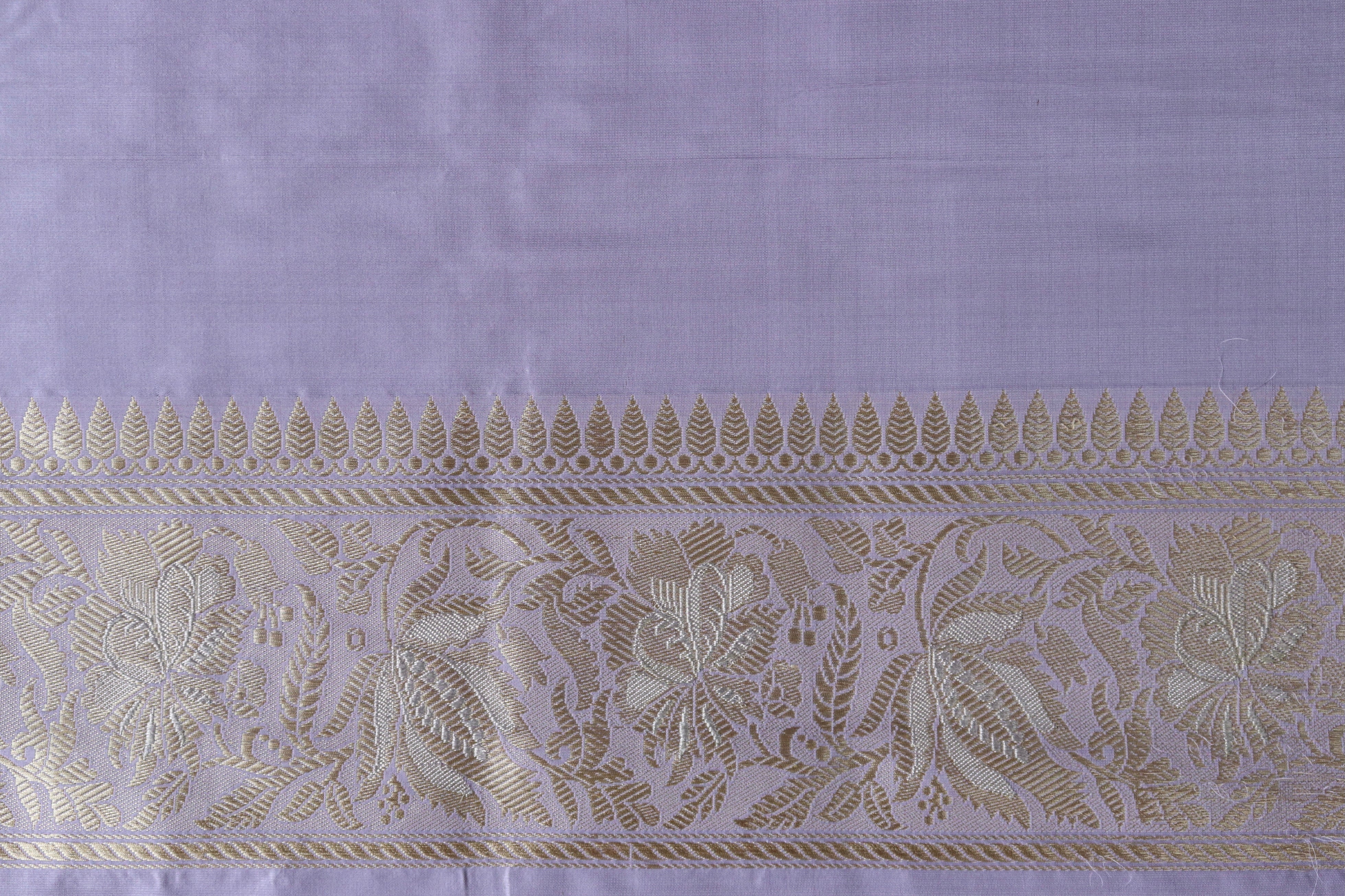 Lilac Chinar Jangla Pure Silk Handloom Banarasi Saree