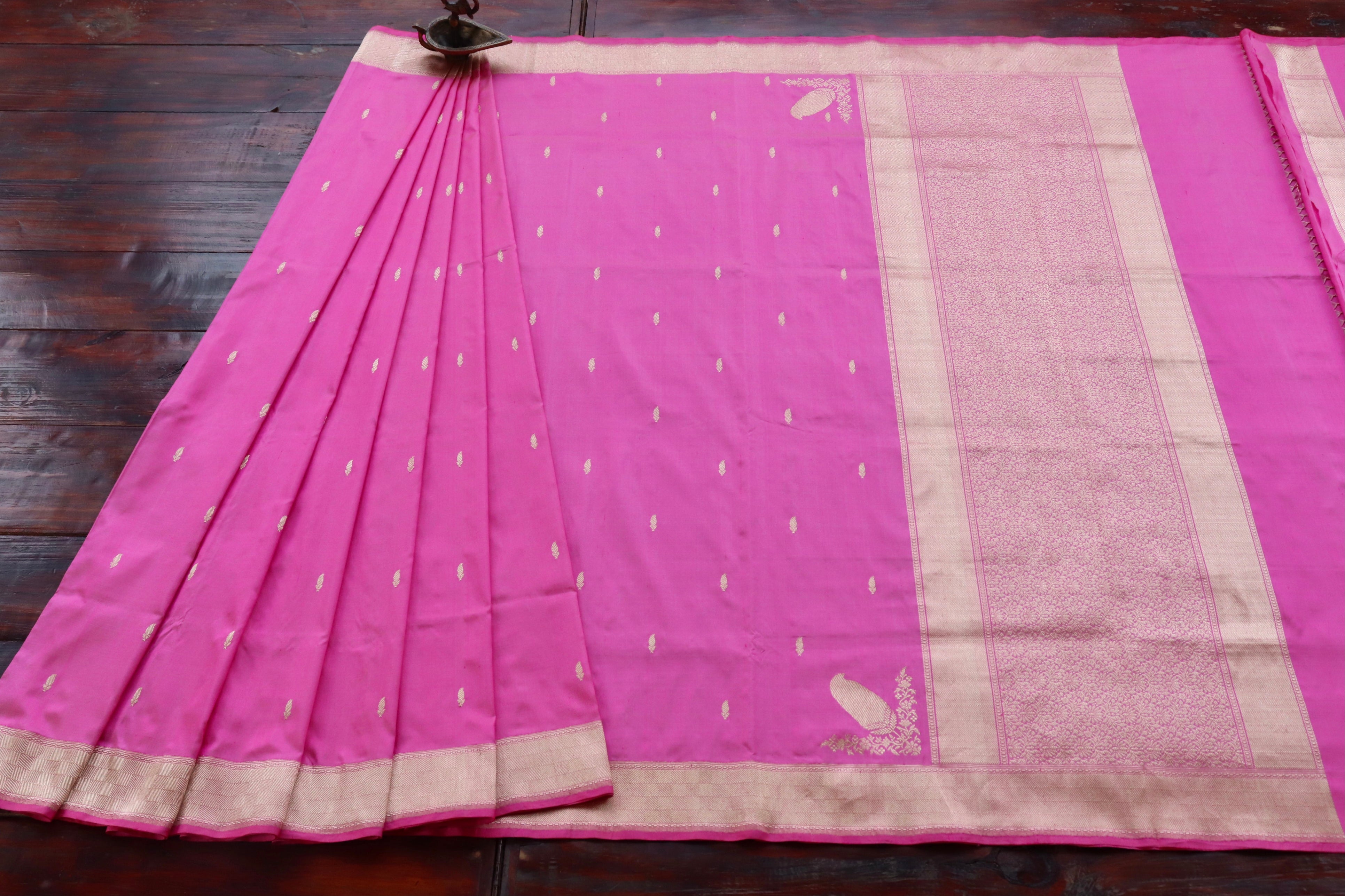 Taffy Pink Kairy Kuniya Pure Silk Handloom Banarasi Saree