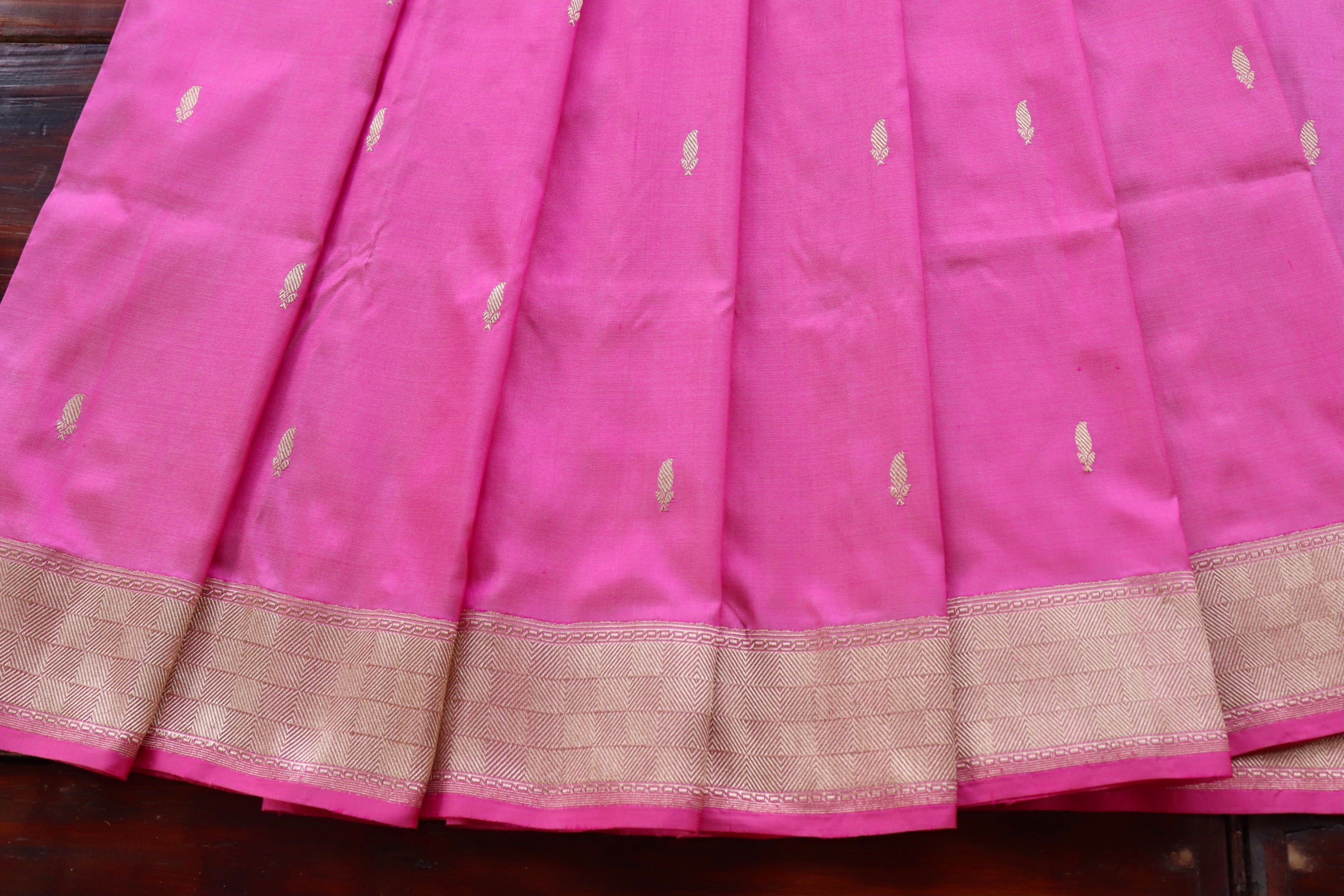 Taffy Pink Kairy Kuniya Pure Silk Handloom Banarasi Saree