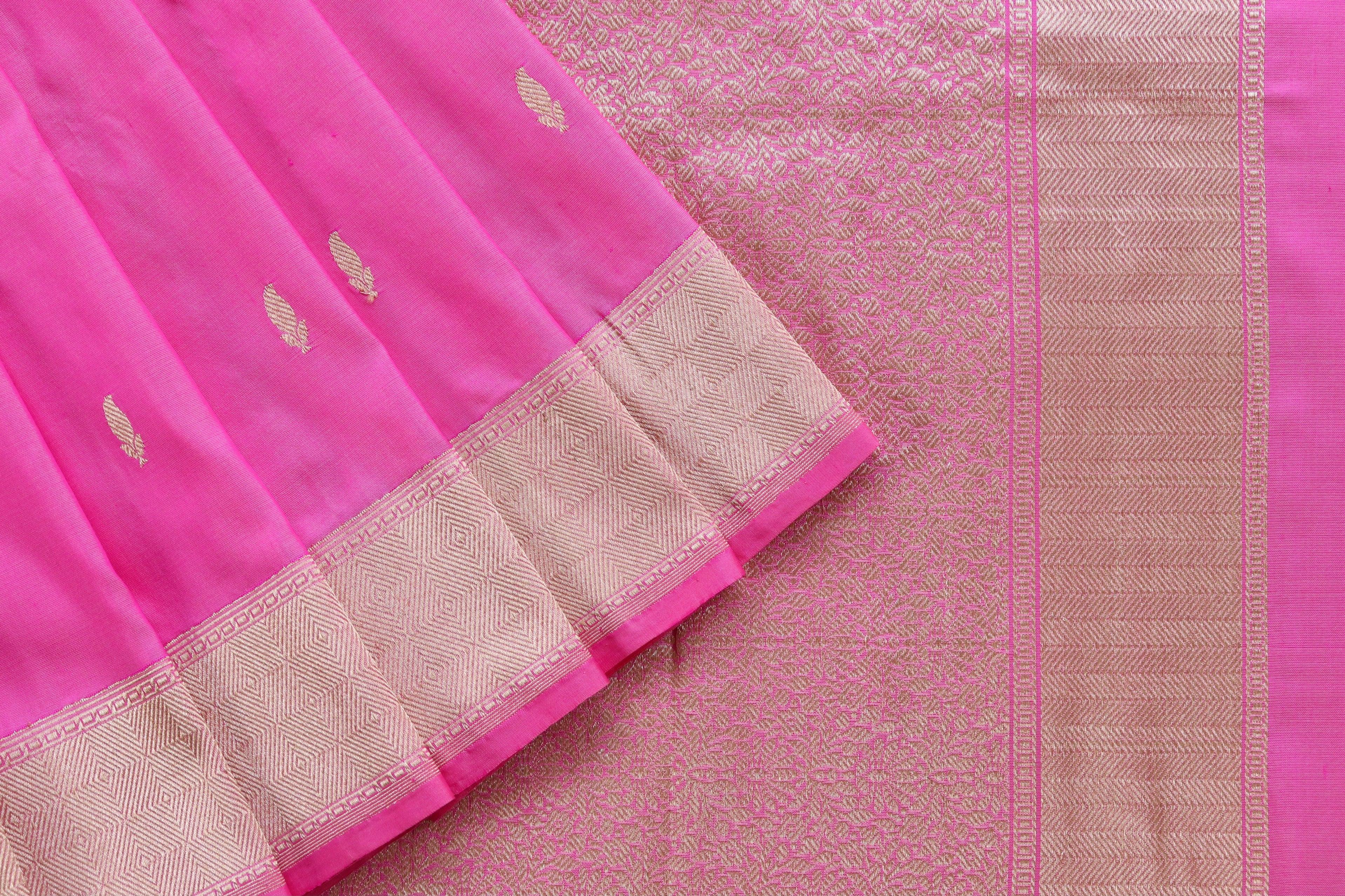Taffy Pink Kairy Kuniya Pure Silk Handloom Banarasi Saree