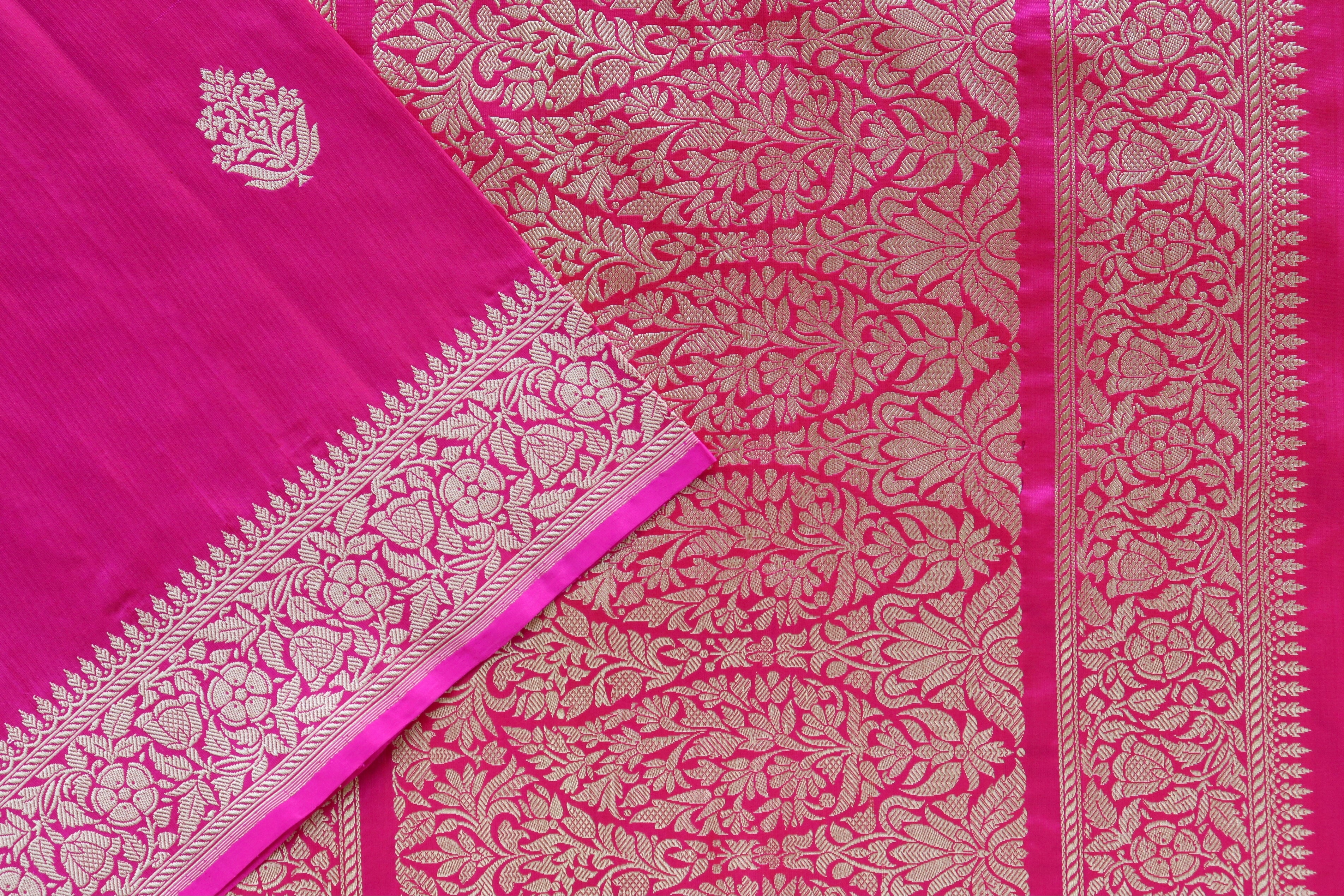 Pink Kadhua Parizaat Motif Pure Silk Handloom Banarasi Saree