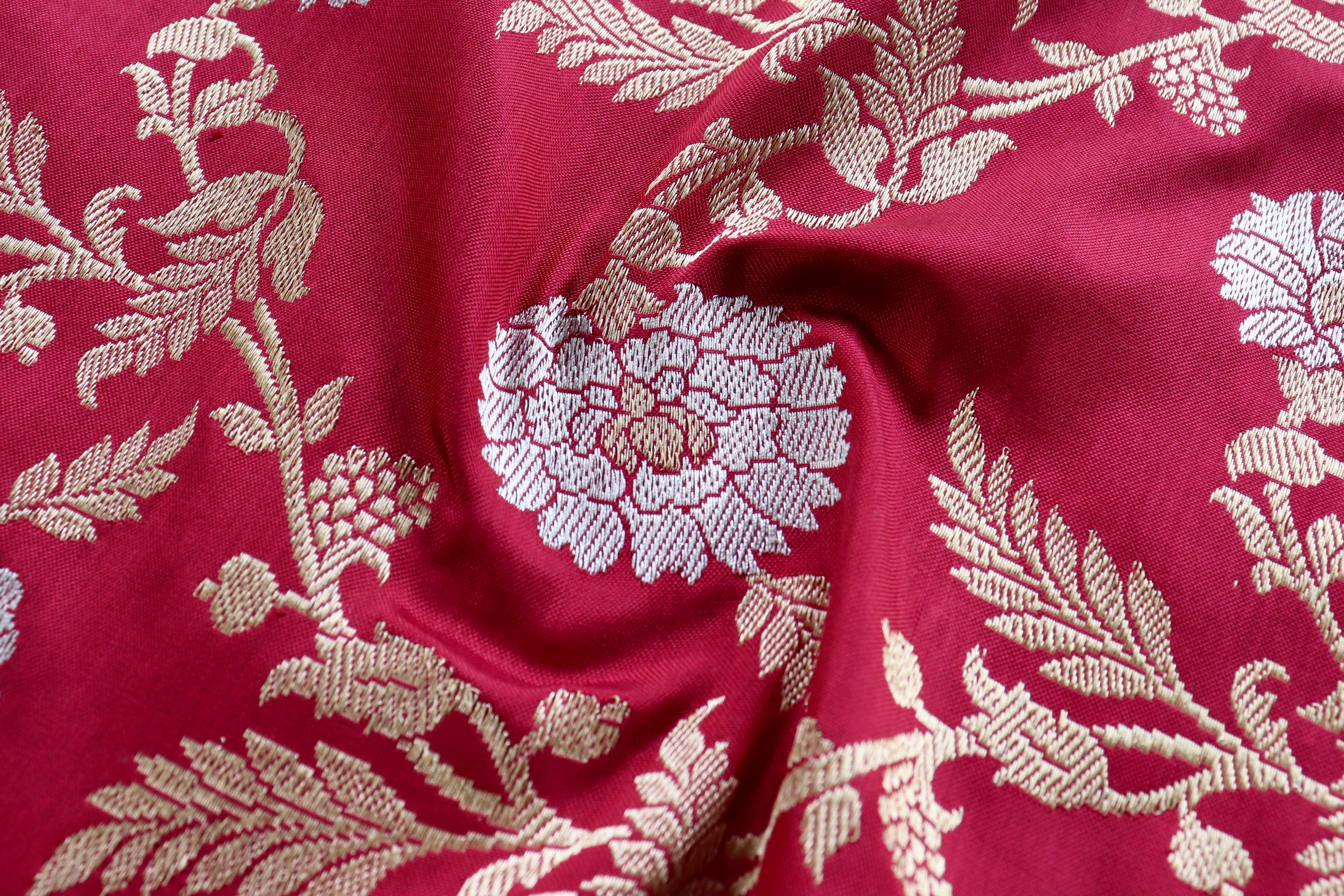 Maroon Jangla Pure Silk Handloom Banarasi Dupatta