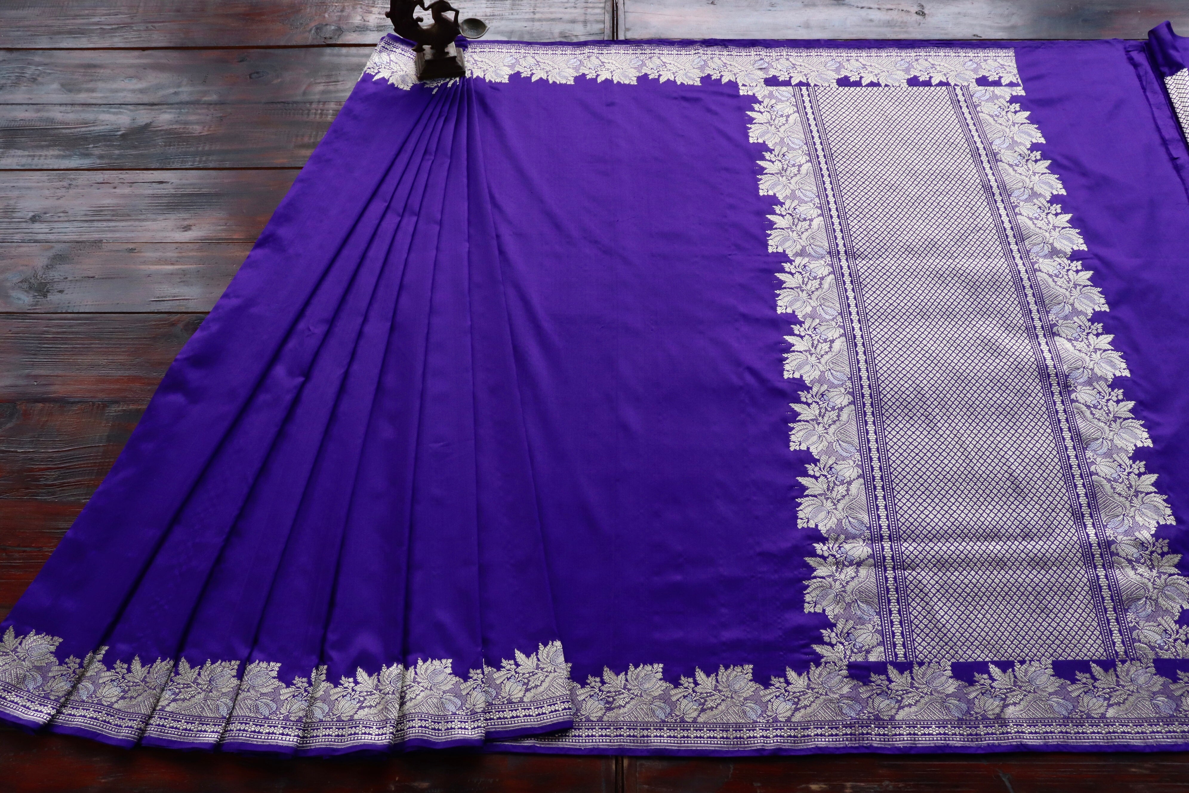 Purple Sona Rupa Pure Silk Handloom Banarasi Saree