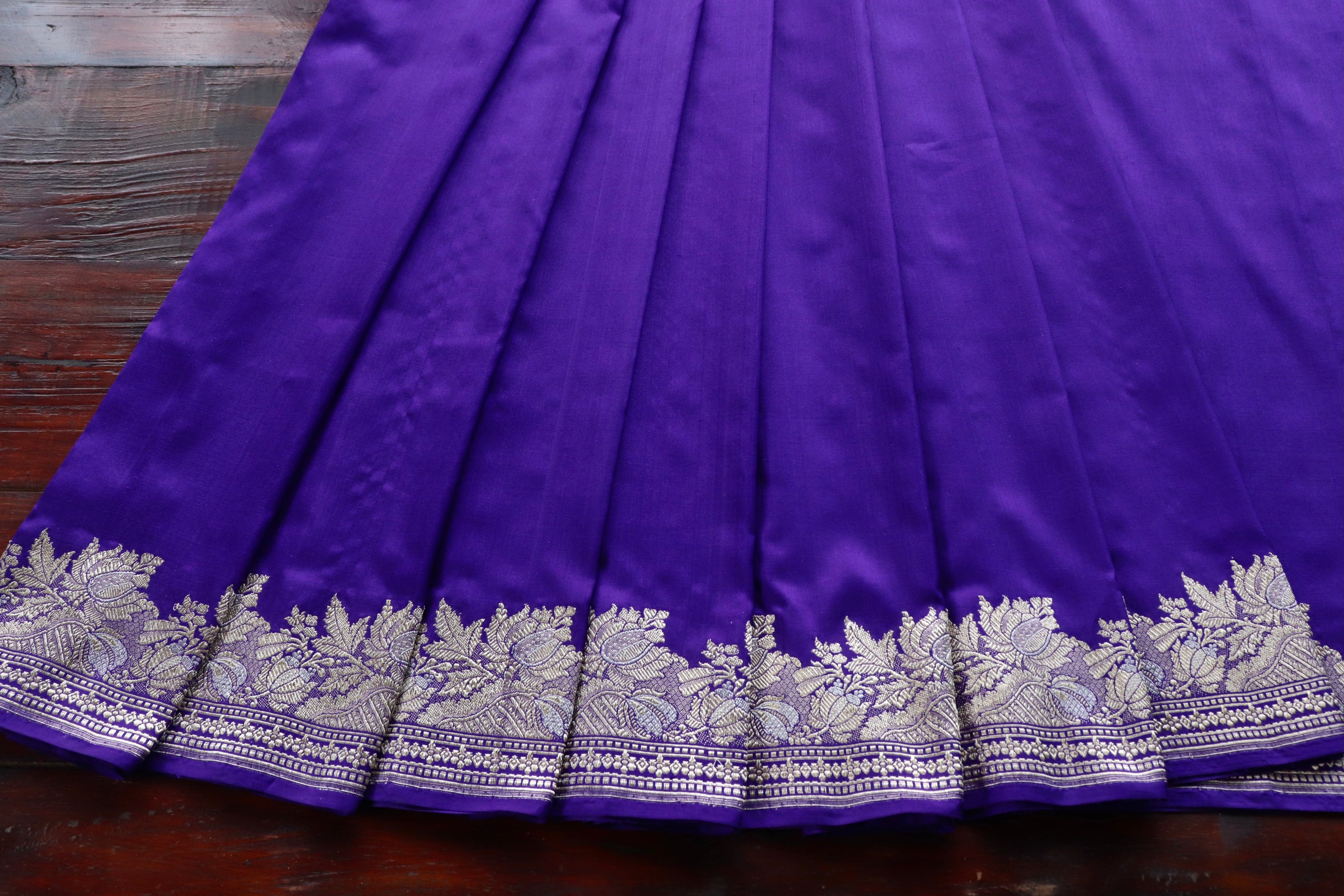 Purple Sona Rupa Pure Silk Handloom Banarasi Saree