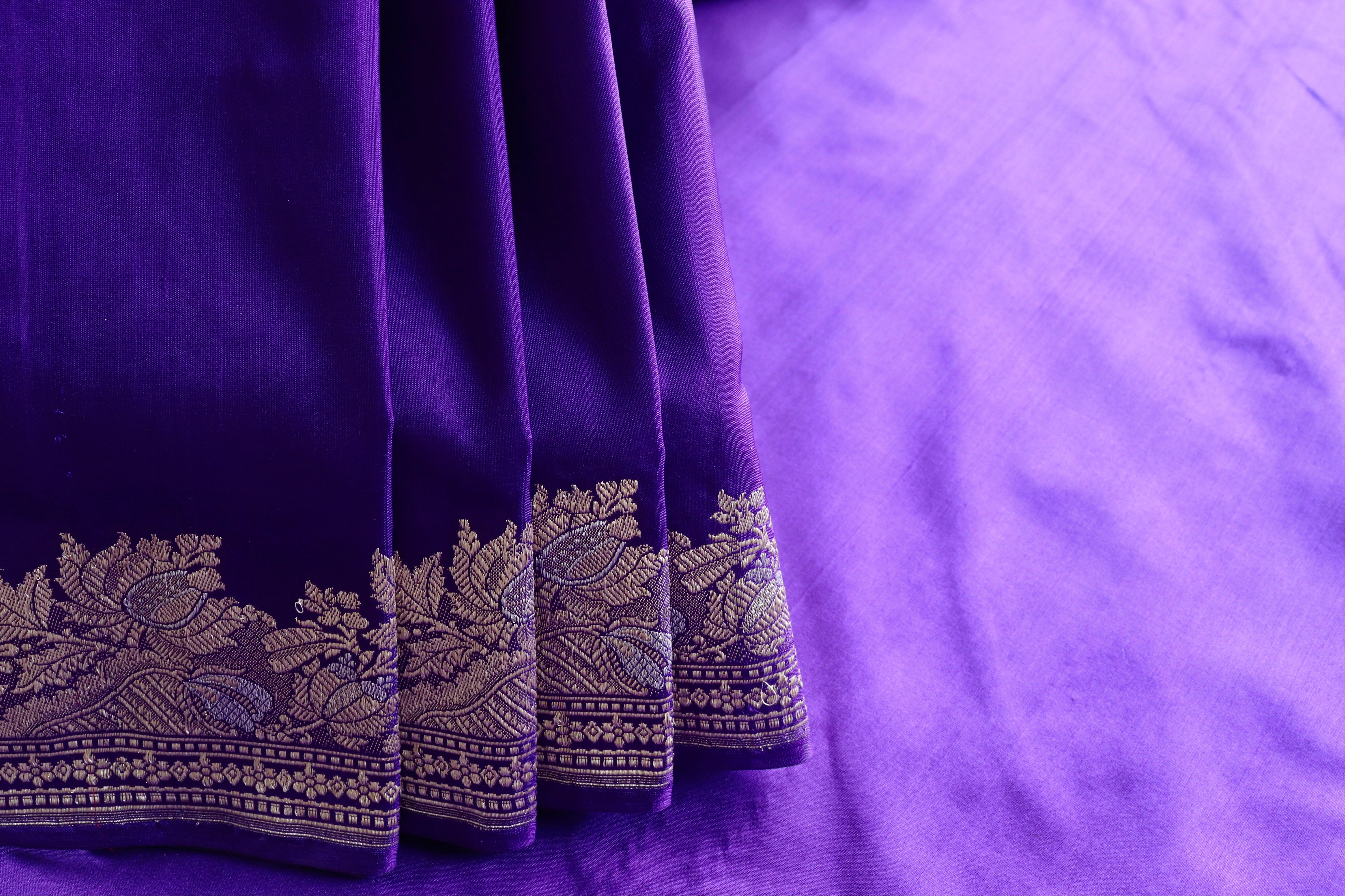 Purple Sona Rupa Pure Silk Handloom Banarasi Saree