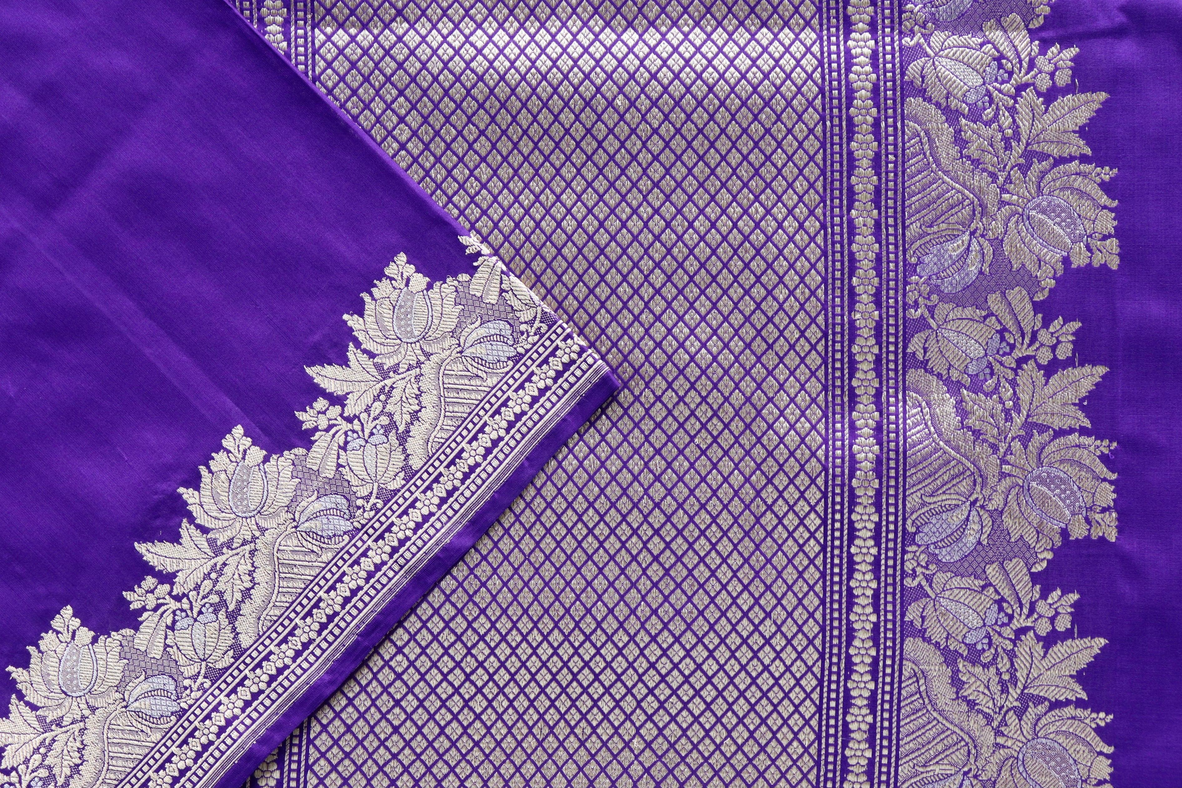 Purple Sona Rupa Pure Silk Handloom Banarasi Saree