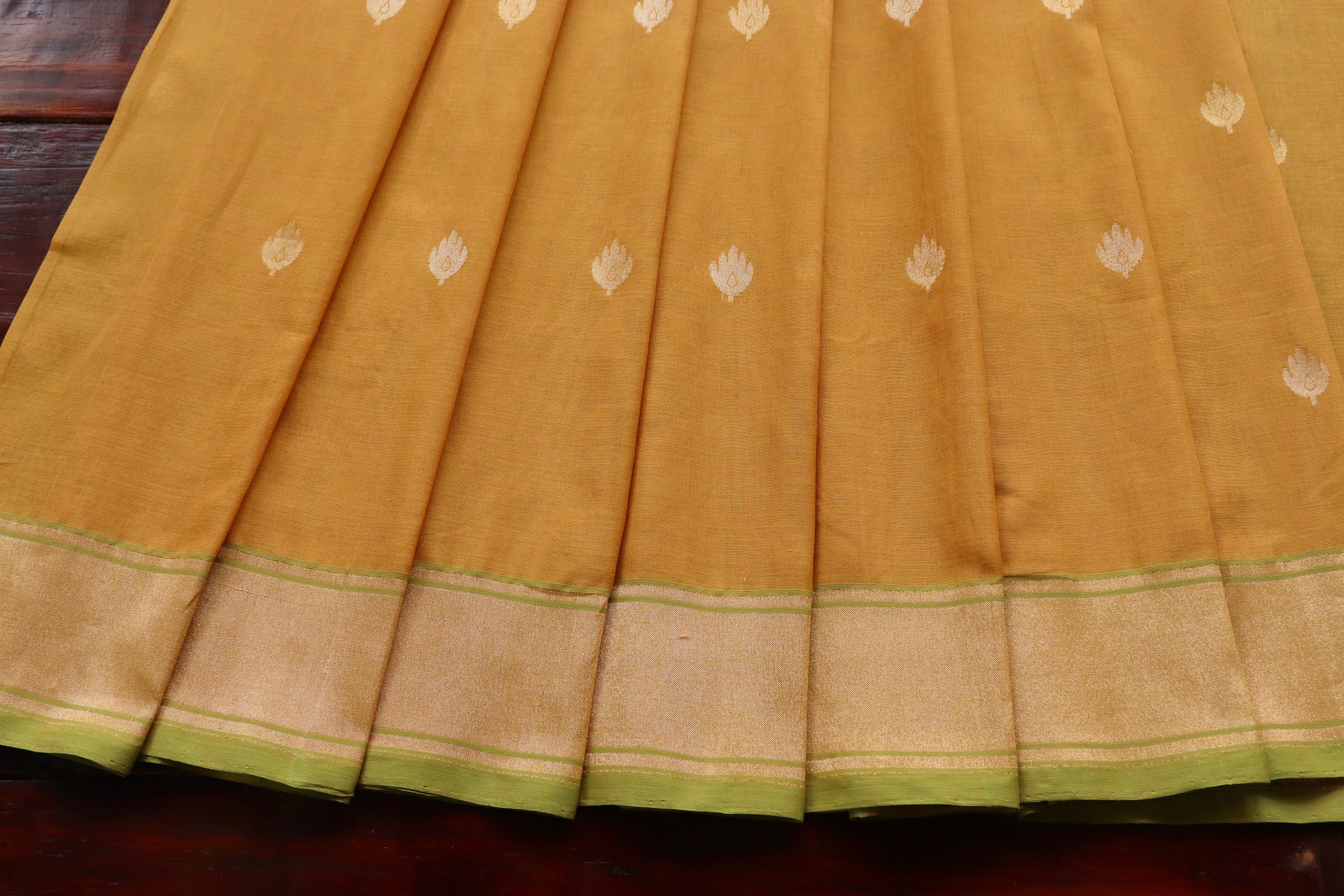 Yellow Cotton Kadhua Motif Banarasi Handloom Saree