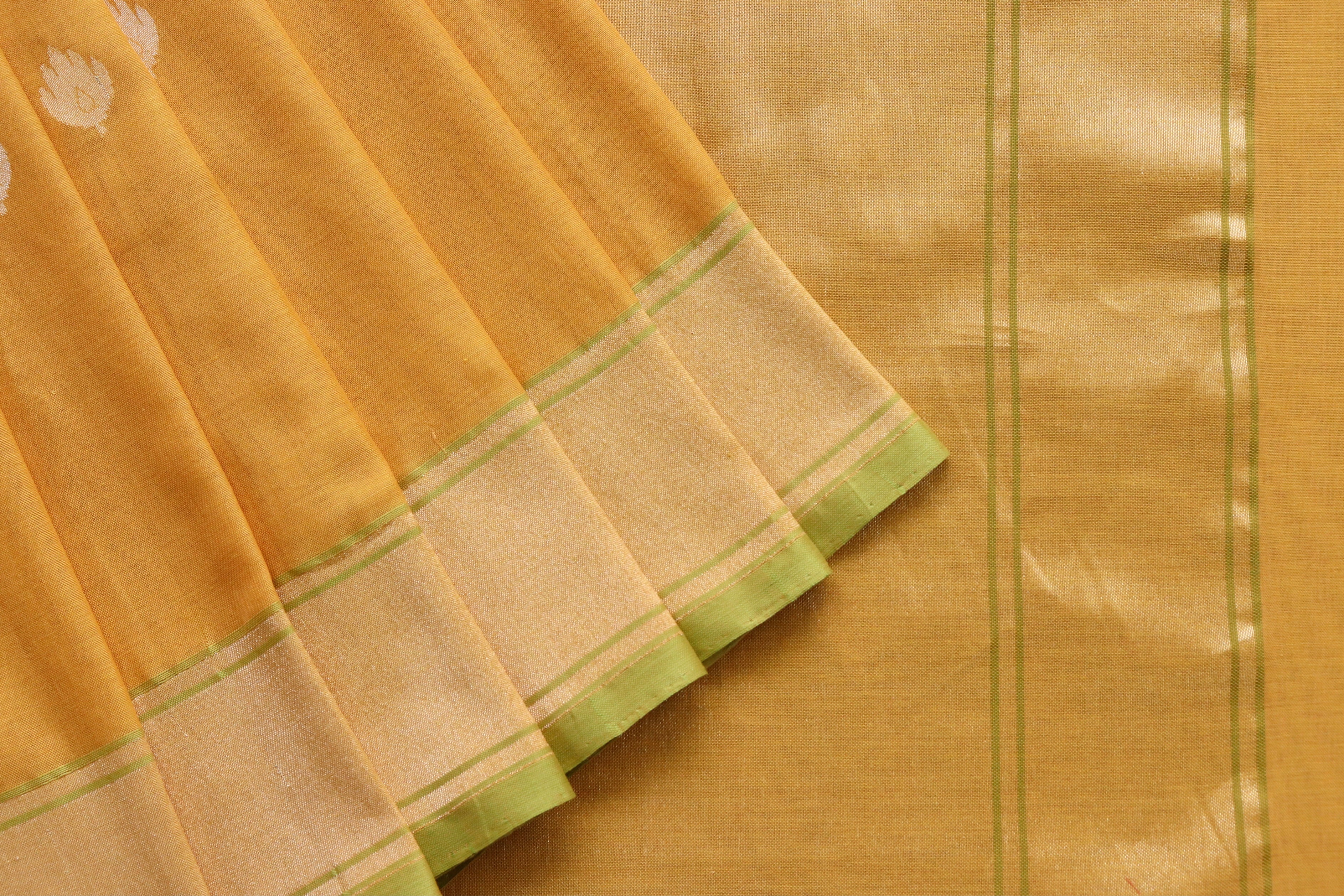 Yellow Cotton Kadhua Motif Banarasi Handloom Saree