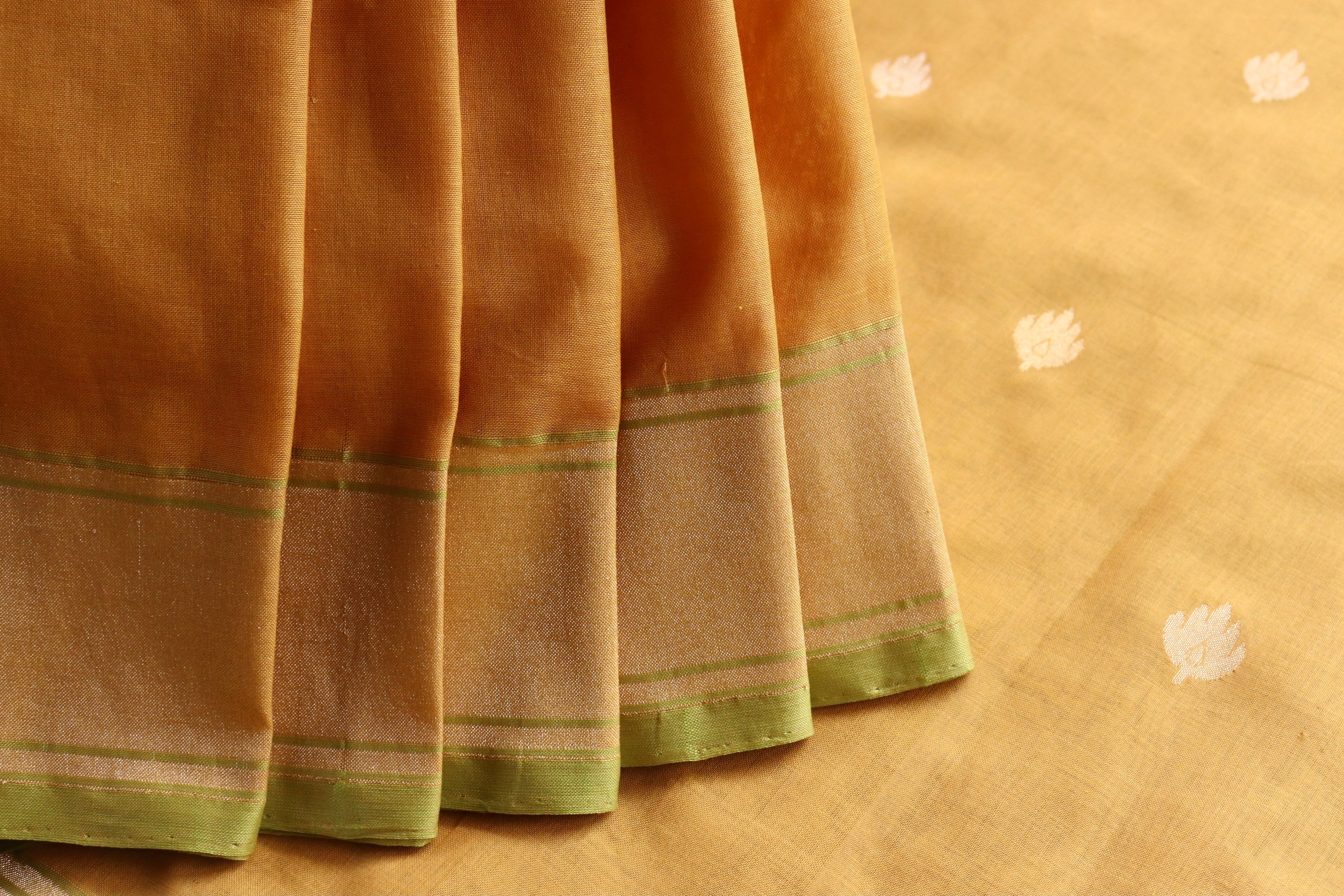 Yellow Cotton Kadhua Motif Banarasi Handloom Saree