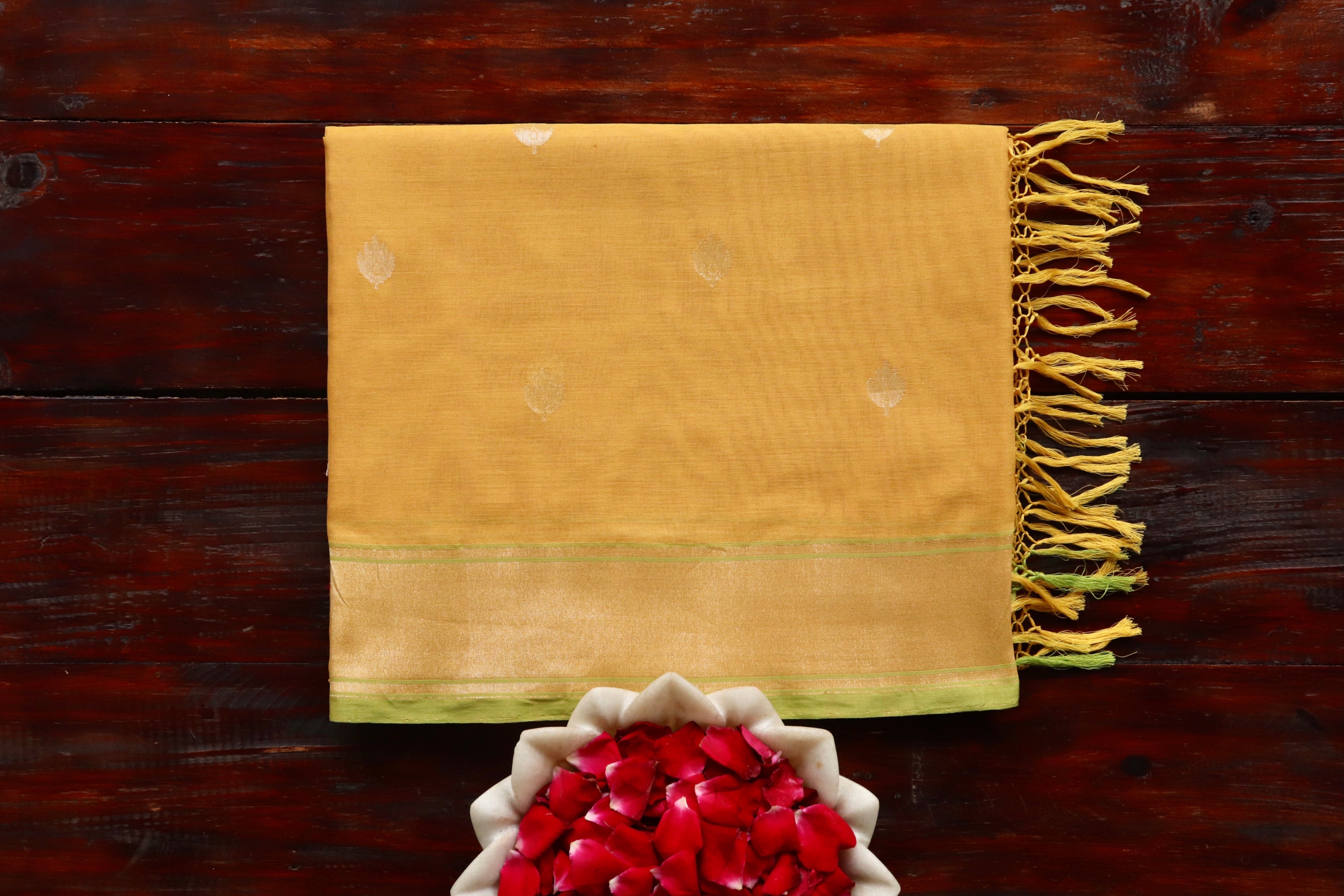 Yellow Cotton Kadhua Motif Banarasi Handloom Saree