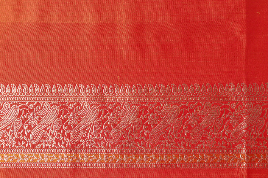 Yellow & Rust Banarasi Silk Saree | Stuti Weaves